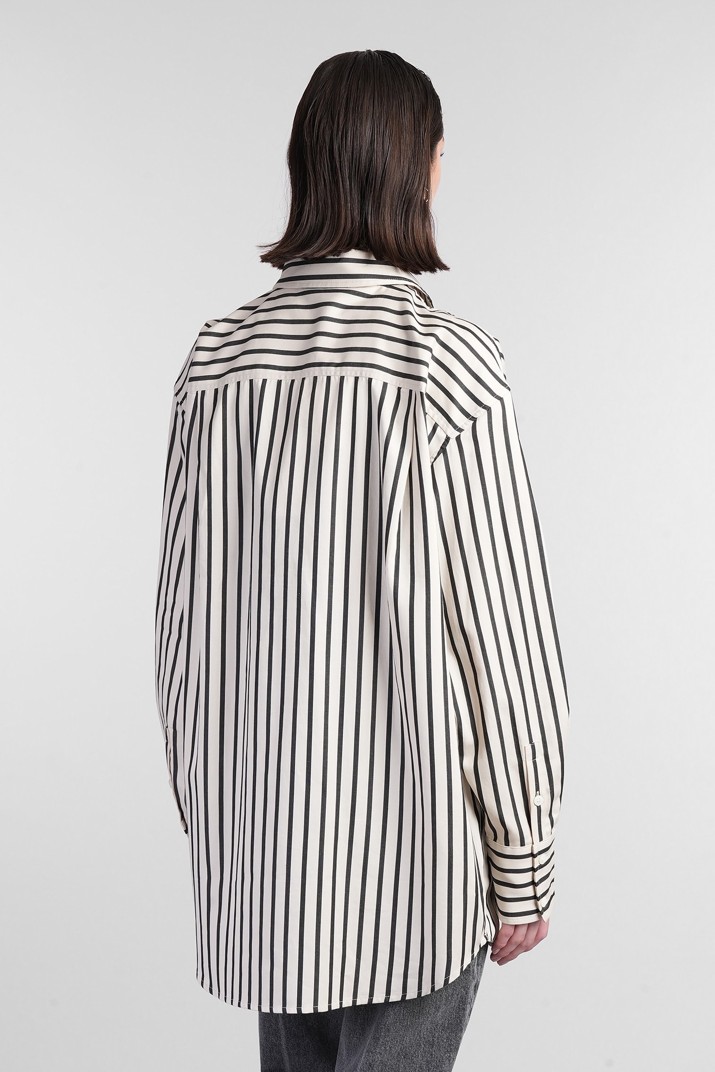 Shop Anine Bing Plaza Shirt In Beige Cotton