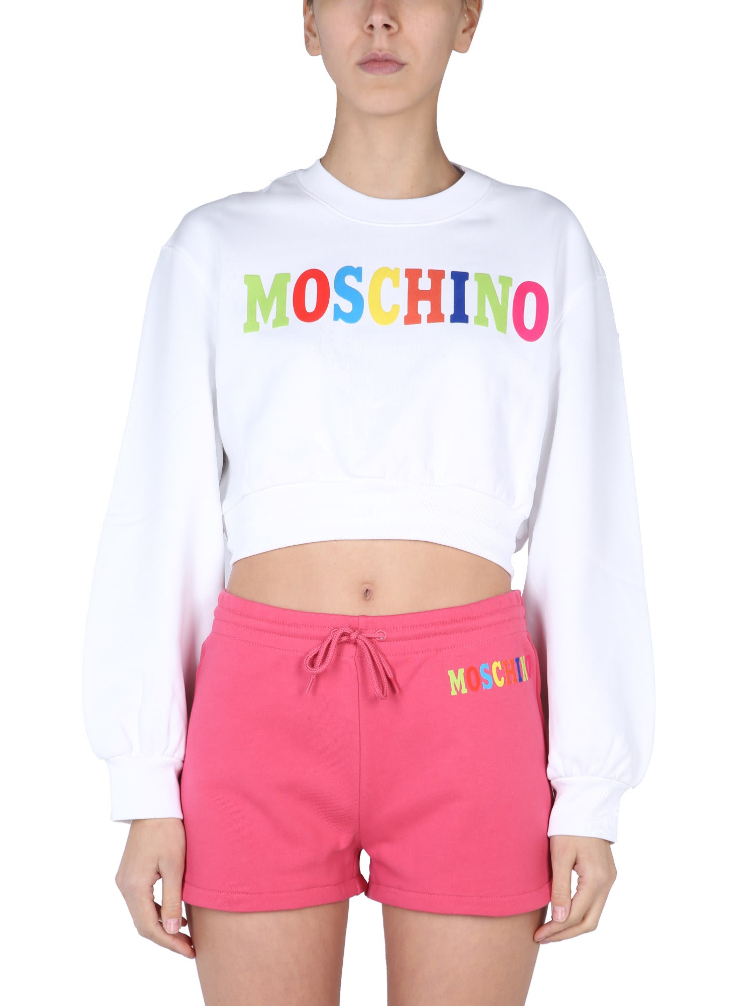 Moschino Flocked Multicolor Logo Sweatshirt
