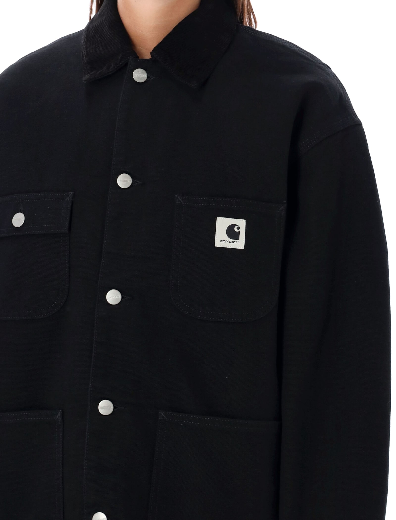 Shop Carhartt Og Michigan Coat In Black Rinsed