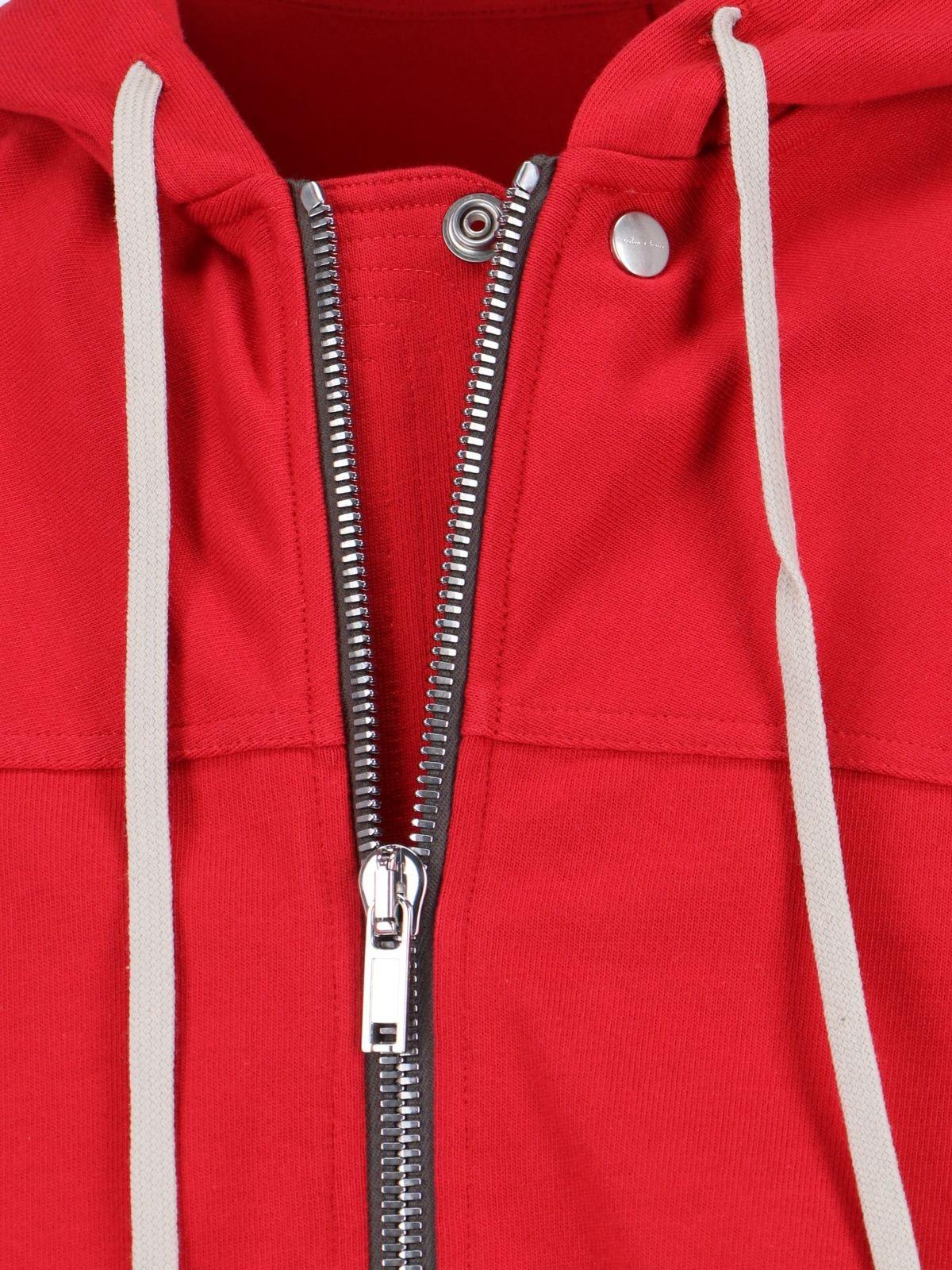 Shop Rick Owens Zip-up Drawstring Hoodie In Red