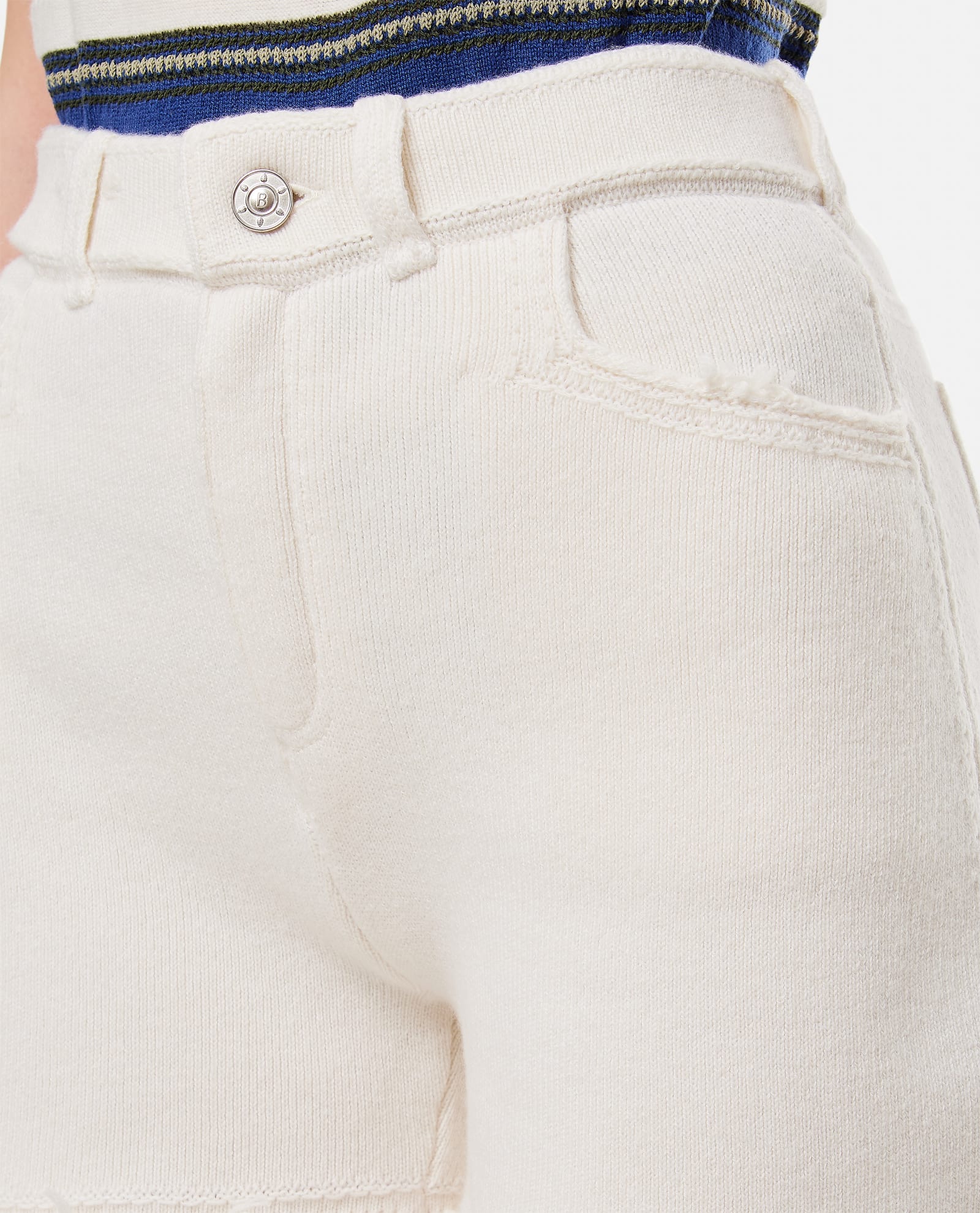 Shop Barrie Distressed Cashmere Shorts In White