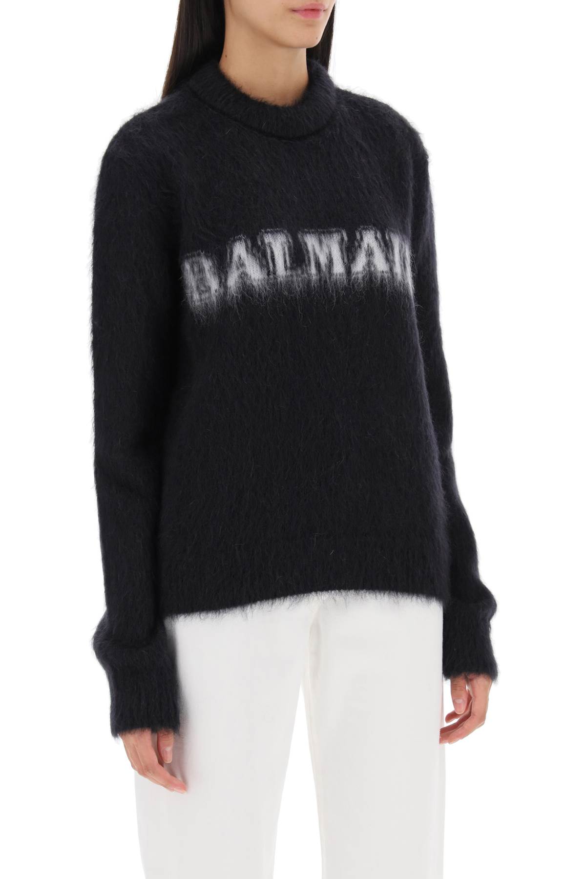 Balmain Black Mohair Sweatshirt In Black