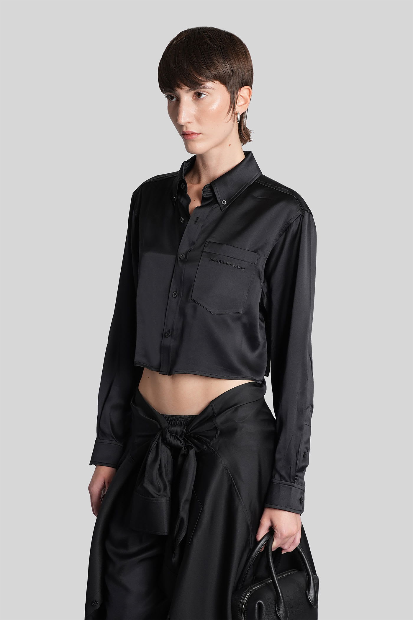 Alexander Wang Shirt In Black Silk In Black