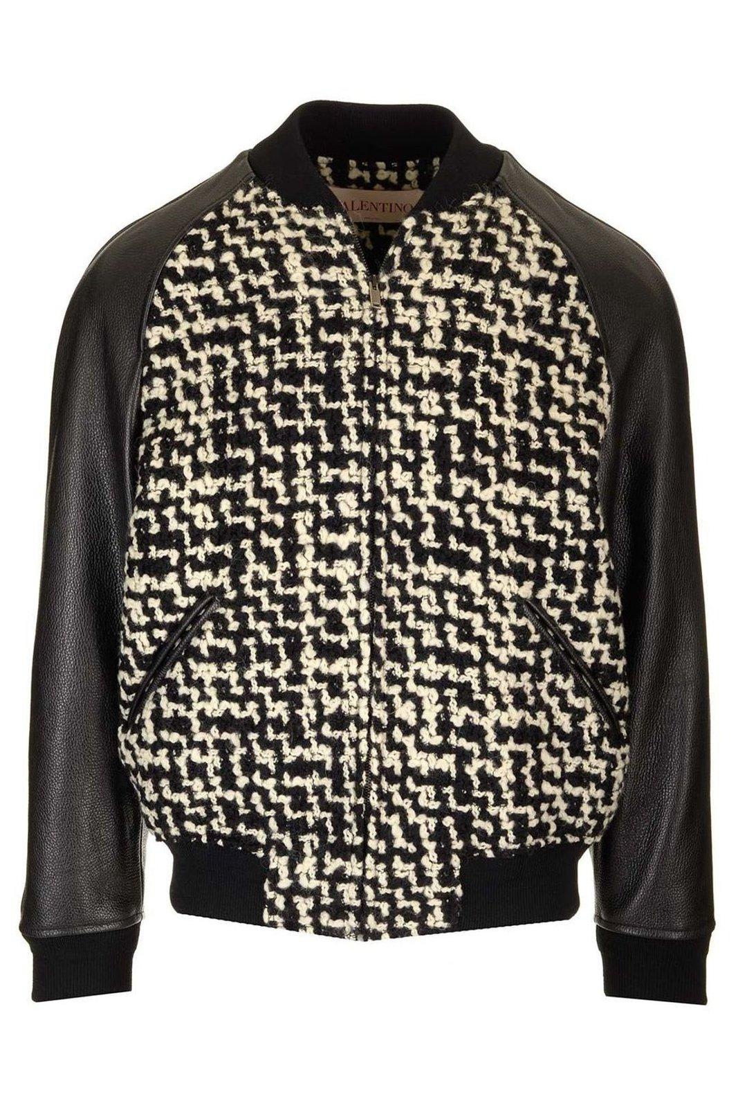 Garavani Tweed Panelled Zip-up Bomber Jacket