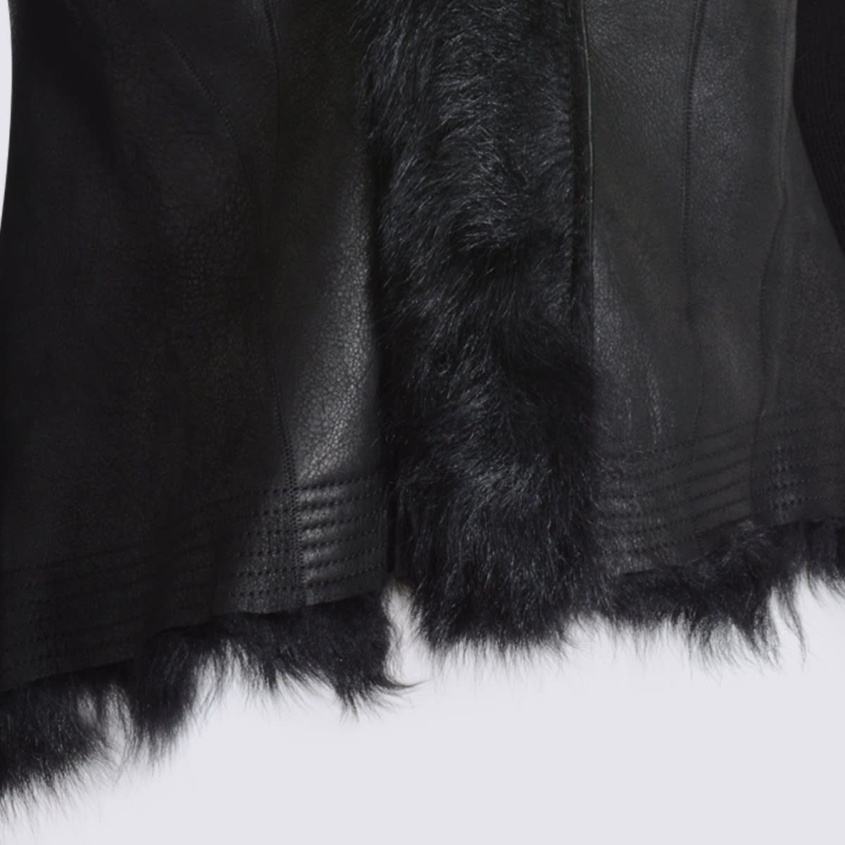 Rick Owens Fur-trimmed Leather Jacket In Black