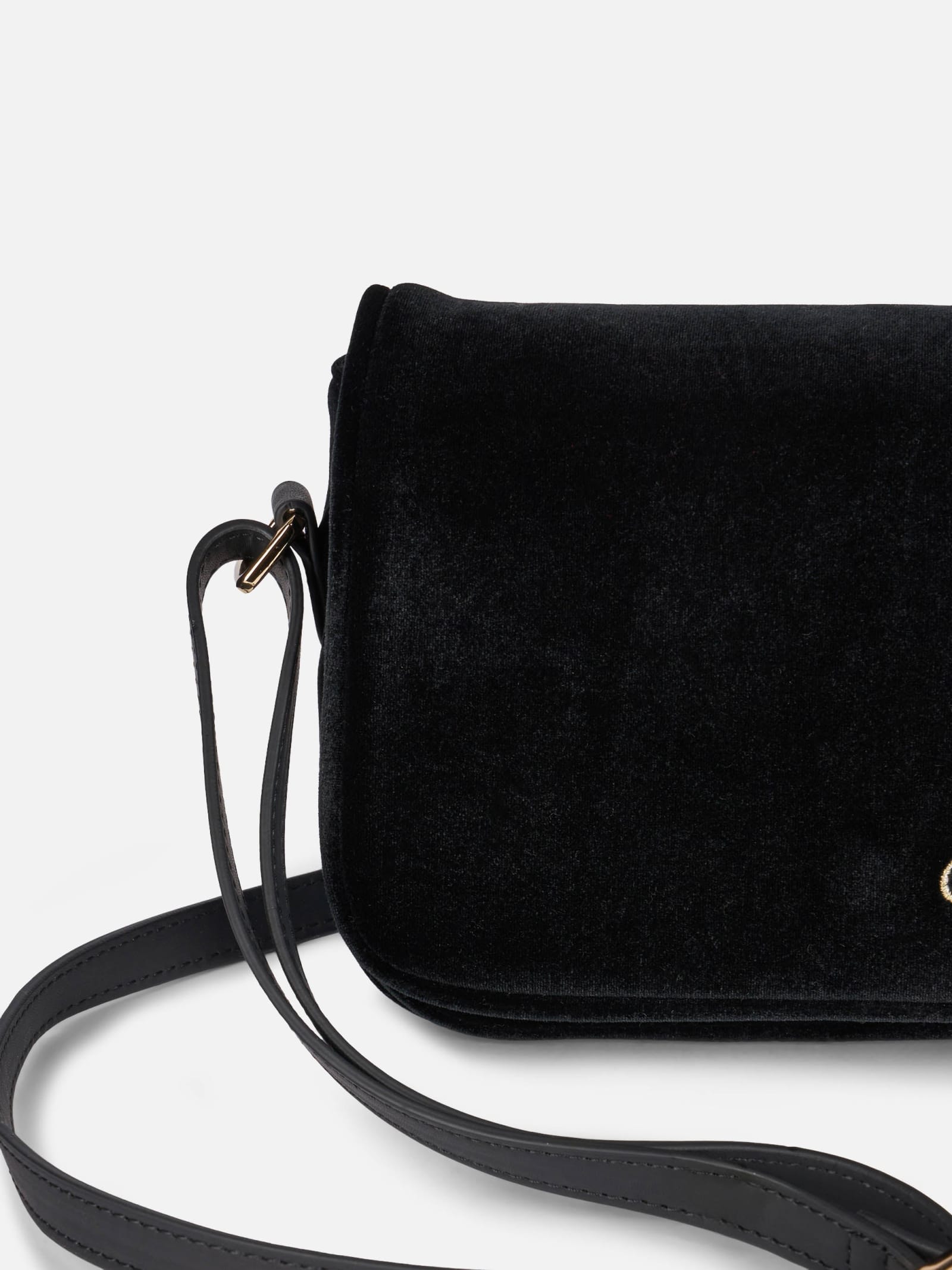 Mc2 Saint Barth Black Velvet Flap Cross-body Bag In Black