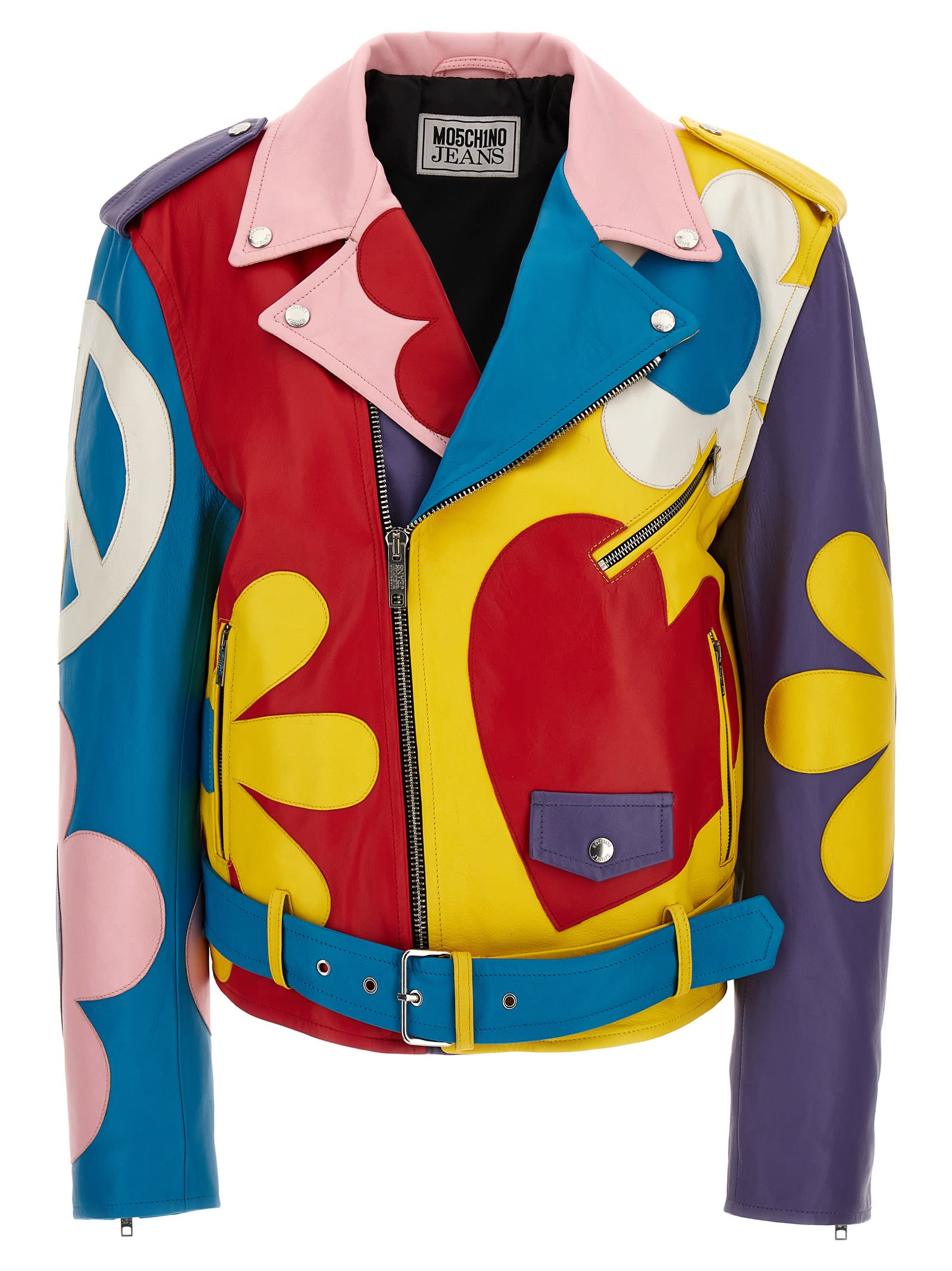 Multicolor Sheepskin Biker Jacket