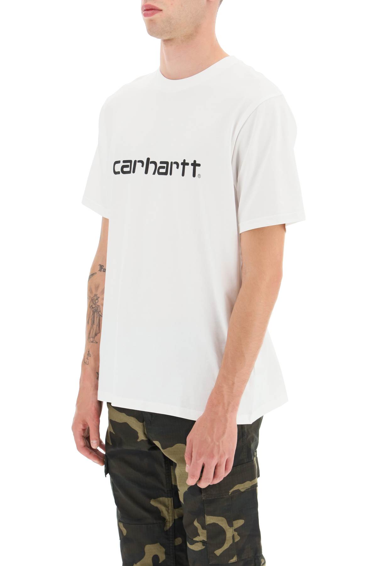 Shop Carhartt Script T-shirt In Bianco/nero
