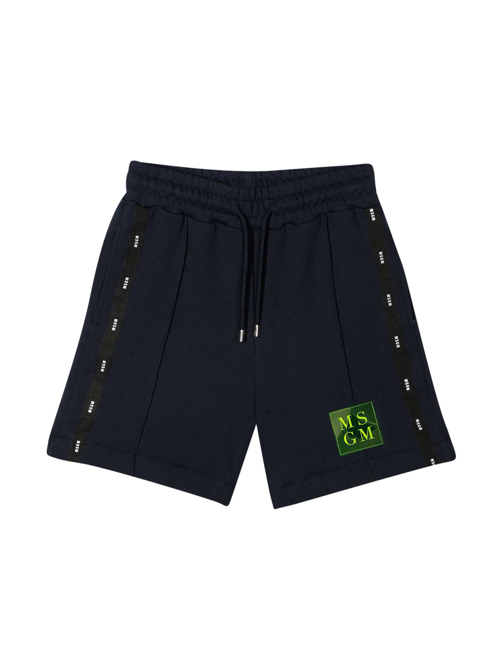 Msgm Teen Logo-trimmed Jersey Shorts In Blu