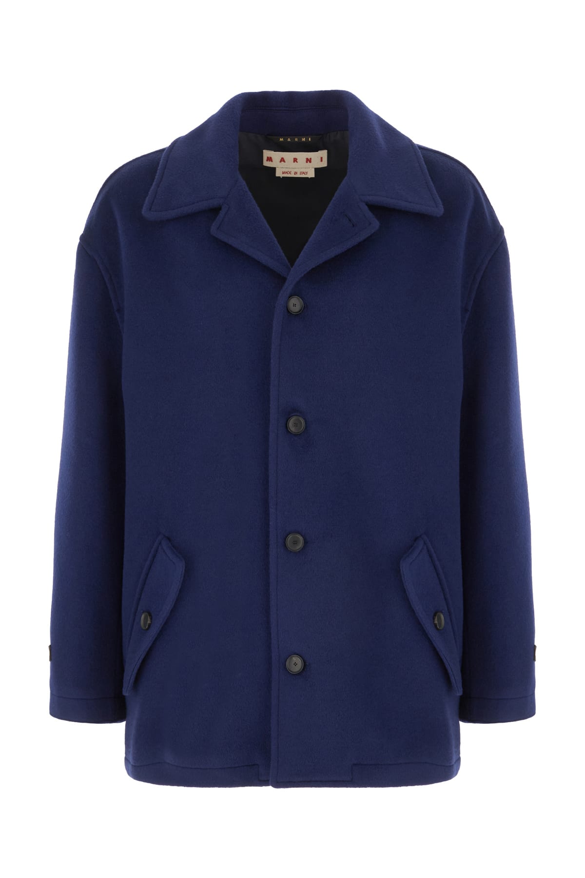 Marni Navy Blue Wool Blend Coat In Light Navy