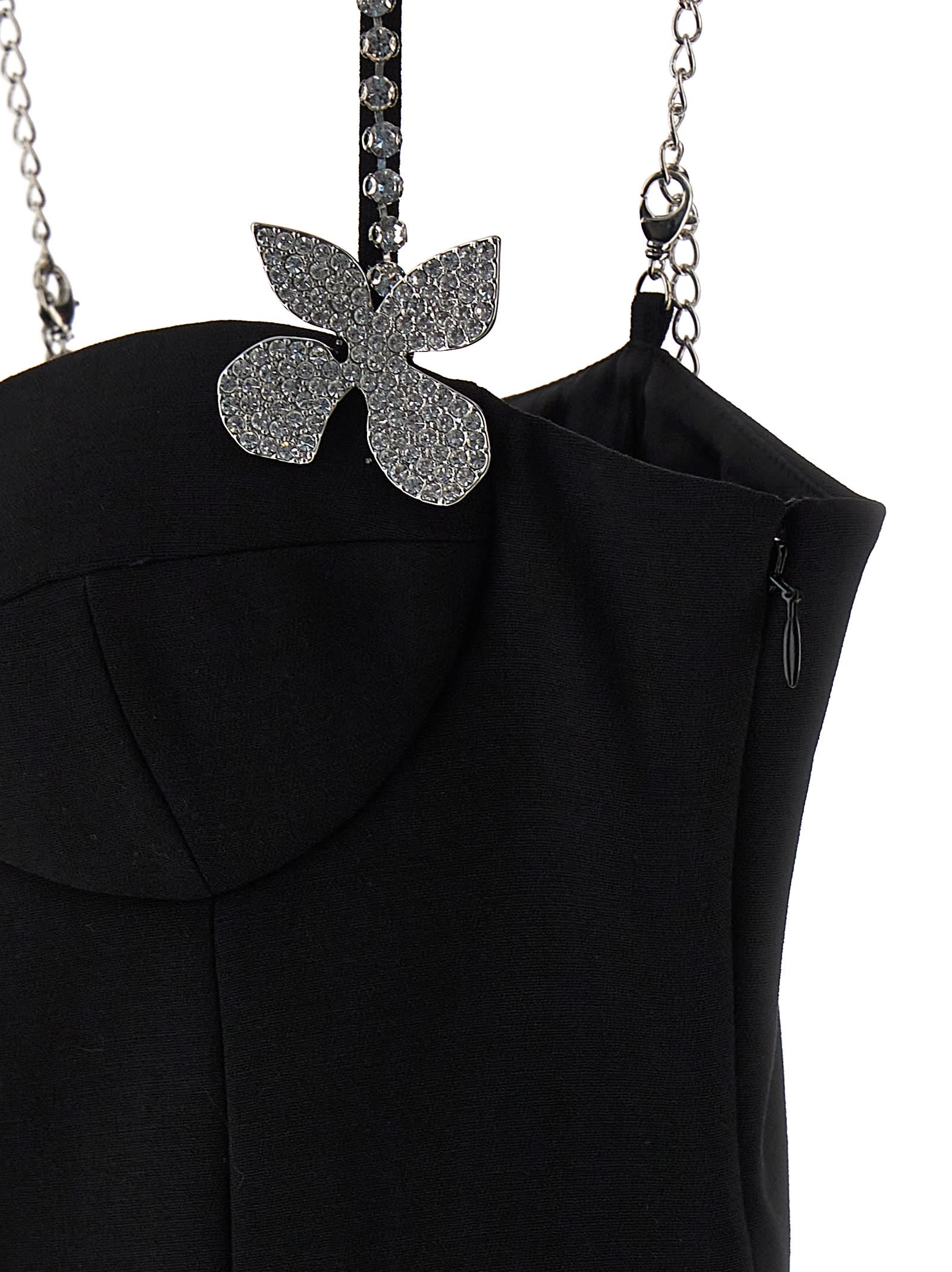 Shop Area Butterfly Crystal Mini Dress In Black