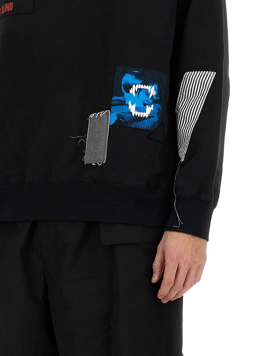 Undercover Artistic Black Printed Sweatshirt With Crew Neck Design In Black