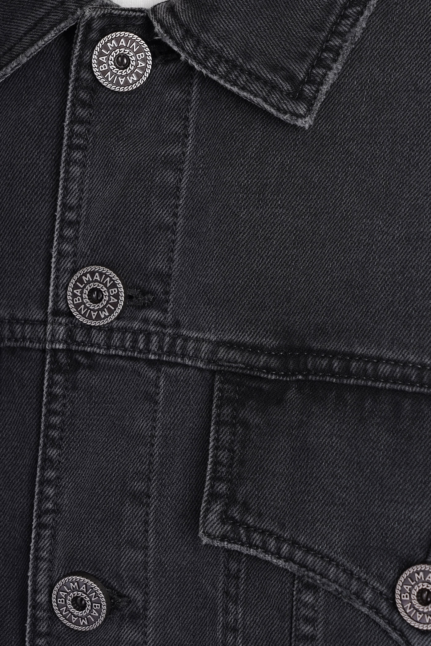 Shop Balmain Denim Jackets In Black Cotton