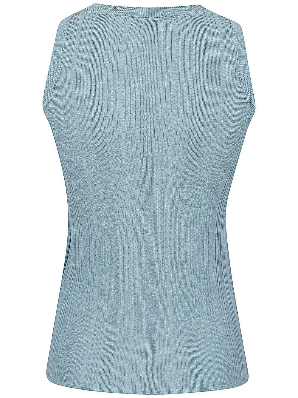 Shop Weekend Max Mara Slim-fit Ribbed-knit Sleeveless Top In Azzurro