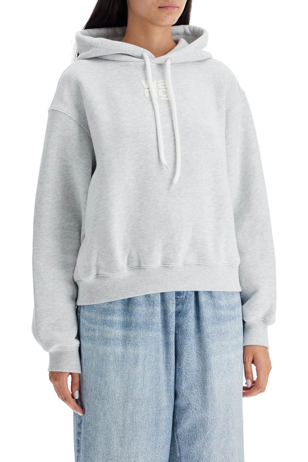 Shop Alexander Wang Boxy Hoodie With Hood In Light Heather Grey (grey)