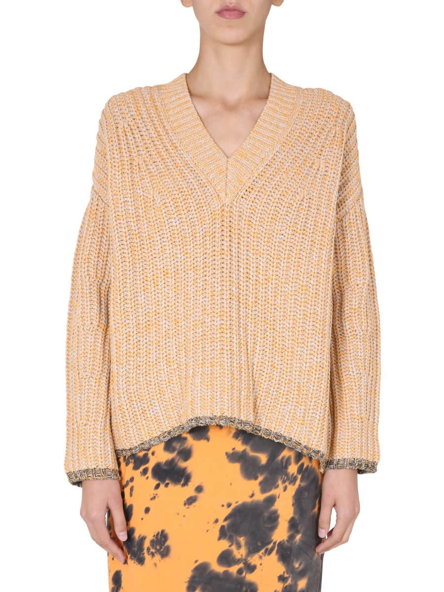 Shop Mcq By Alexander Mcqueen V-neck Sweater In Orange