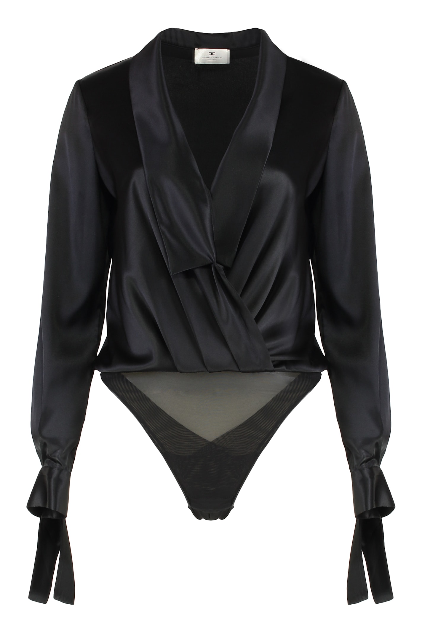 Elisabetta Franchi Panelled Button-cuff Bodysuit In Black