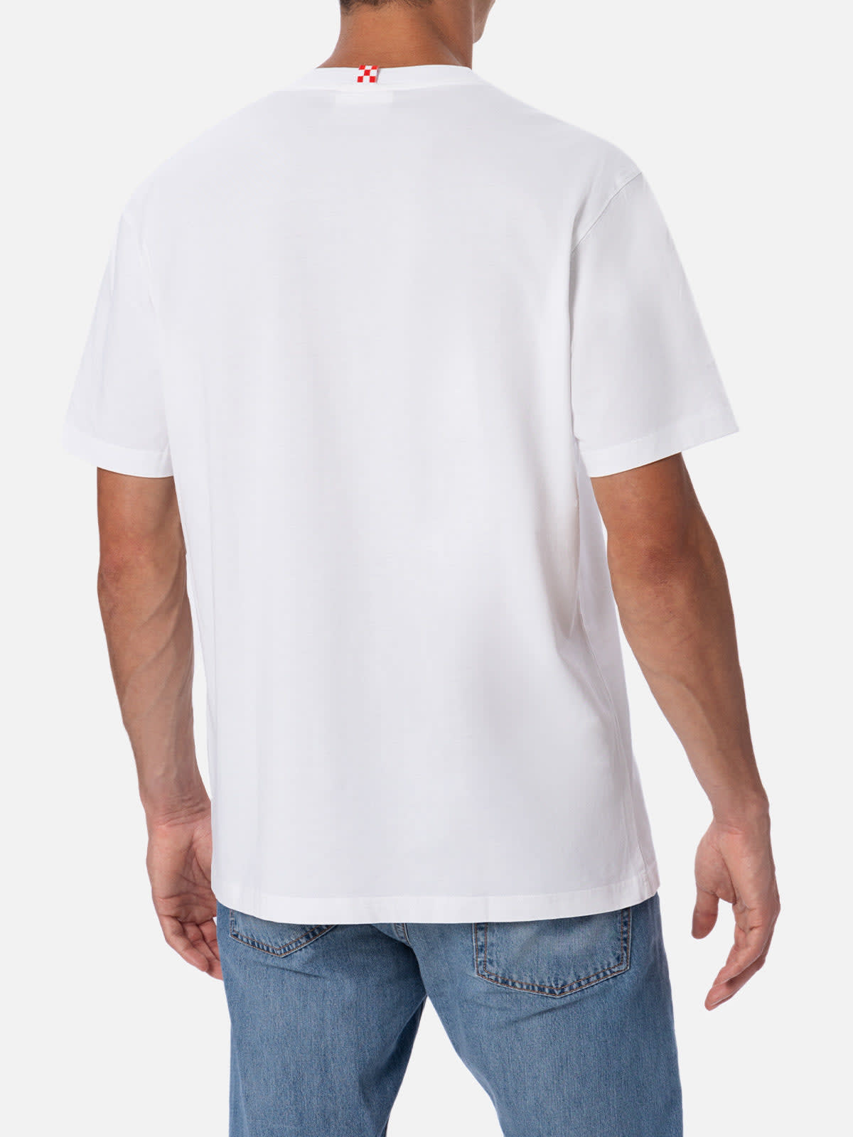 MC2 SAINT BARTH MAN COTTON T-SHIRT WITH FIAT 500 PLACED PRINT AND EMBROIDERY FIAT 500 SPECIAL EDITION