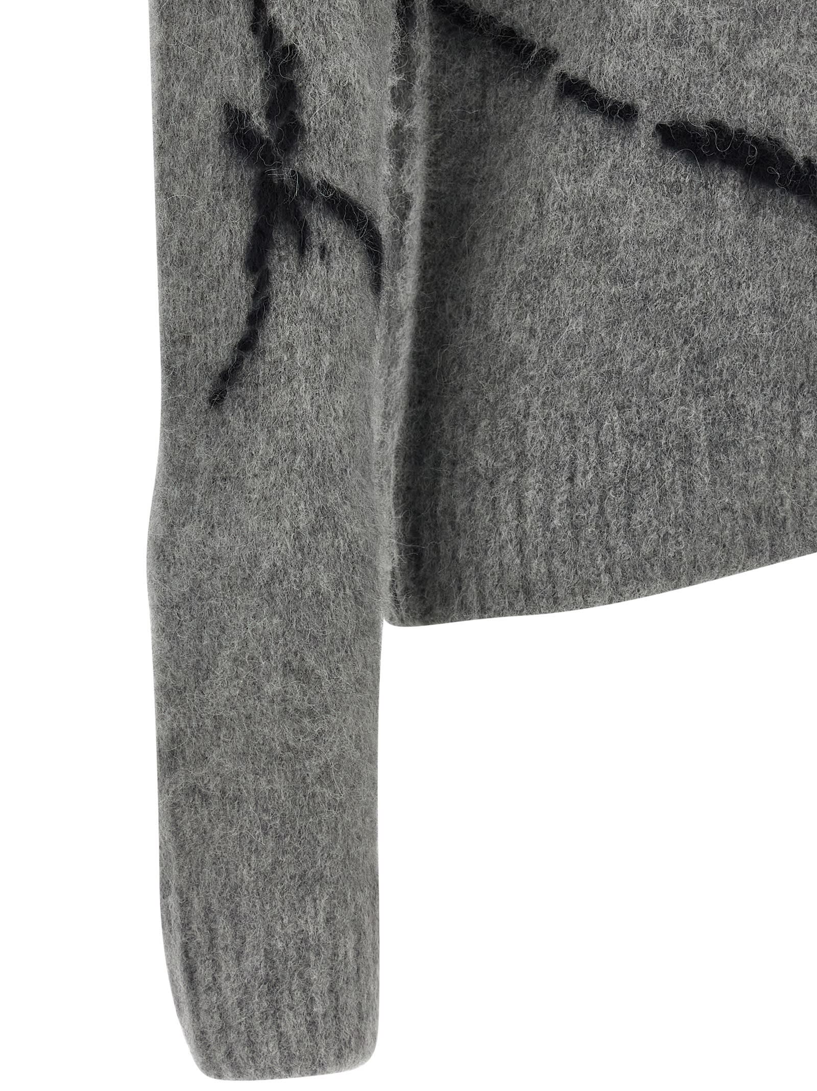 Dries Van Noten Mouche Embroidered Cropped Wool Sweater Clothing In Gray