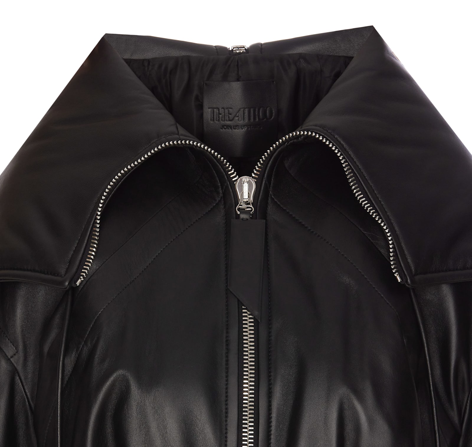 Shop Attico Leather Bomber In Black