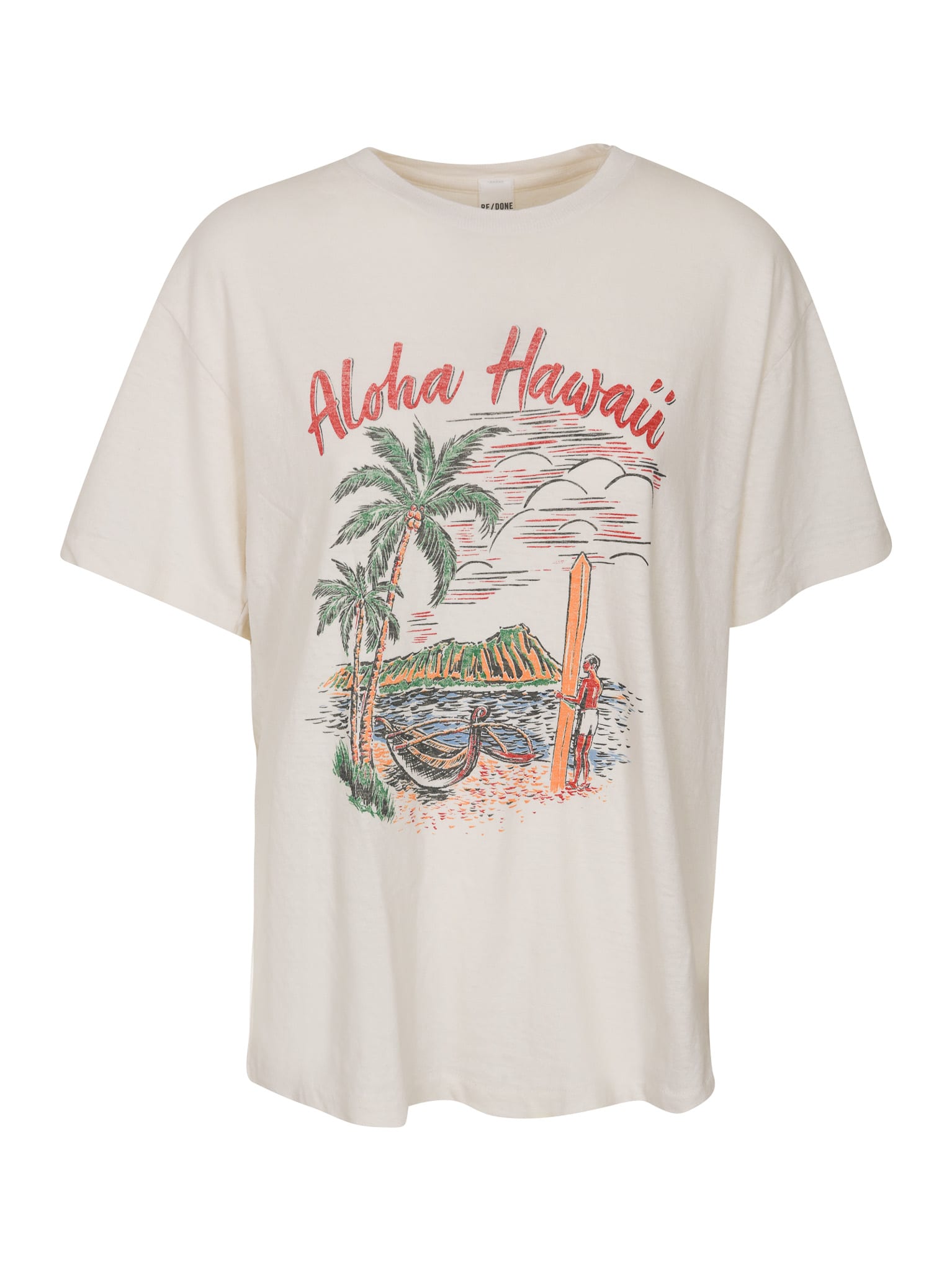 Re/done Hawaii Printed T-shirt In Vintage White