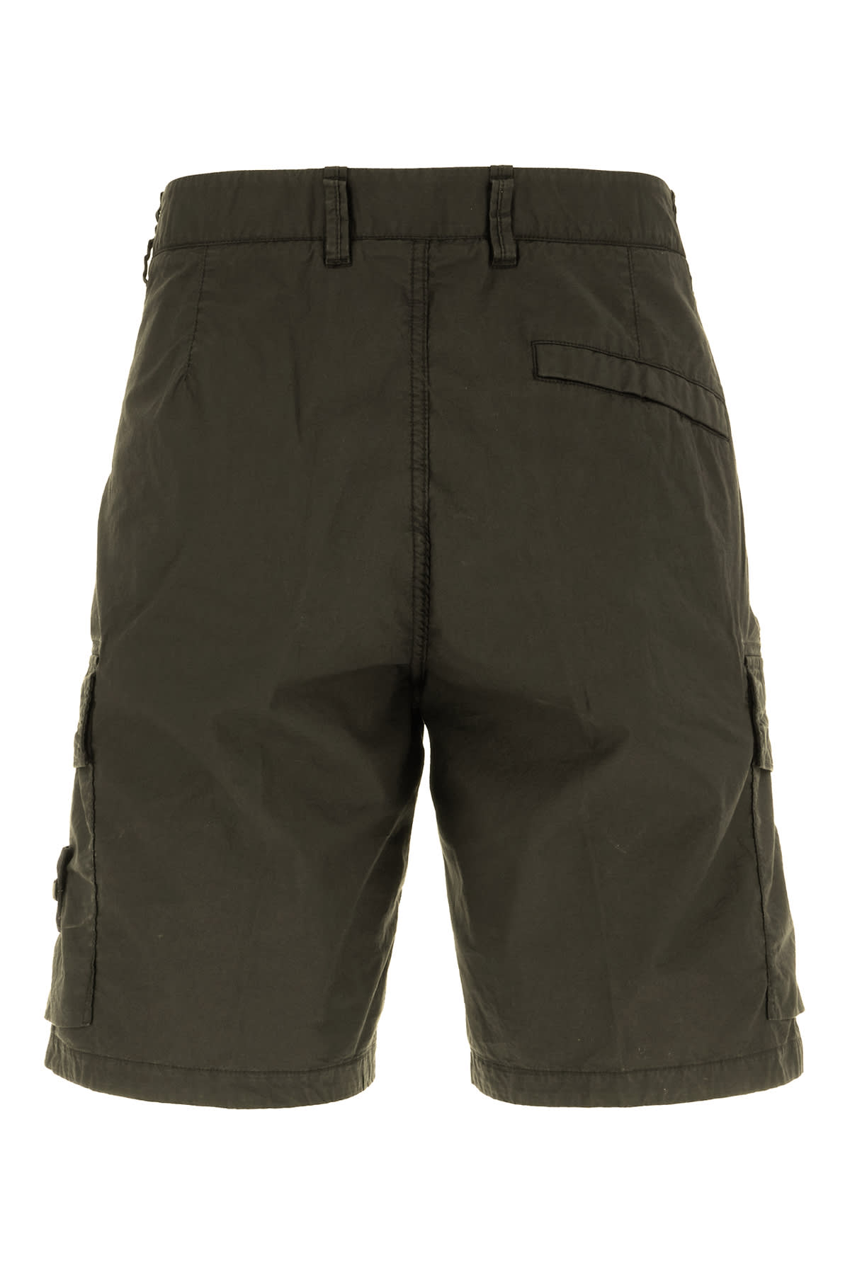 Stone Island Stretch Cotton Bermuda Shorts With Multiple Pockets In Green