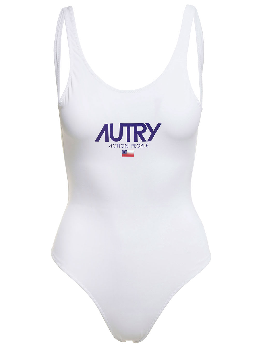 AUTRY WHITE SWIMSUIT WITH LOGO IN POLYAMIDE WOMAN