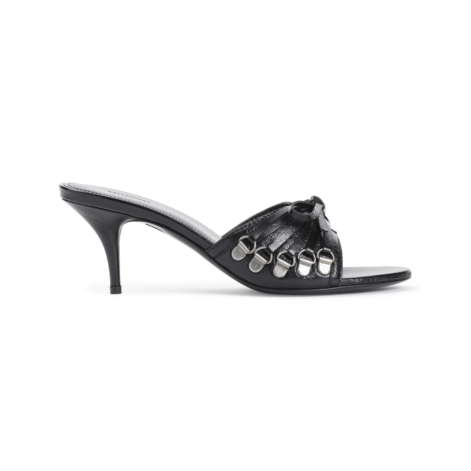 Shop Balenciaga Cagole Sandals In Black Silver