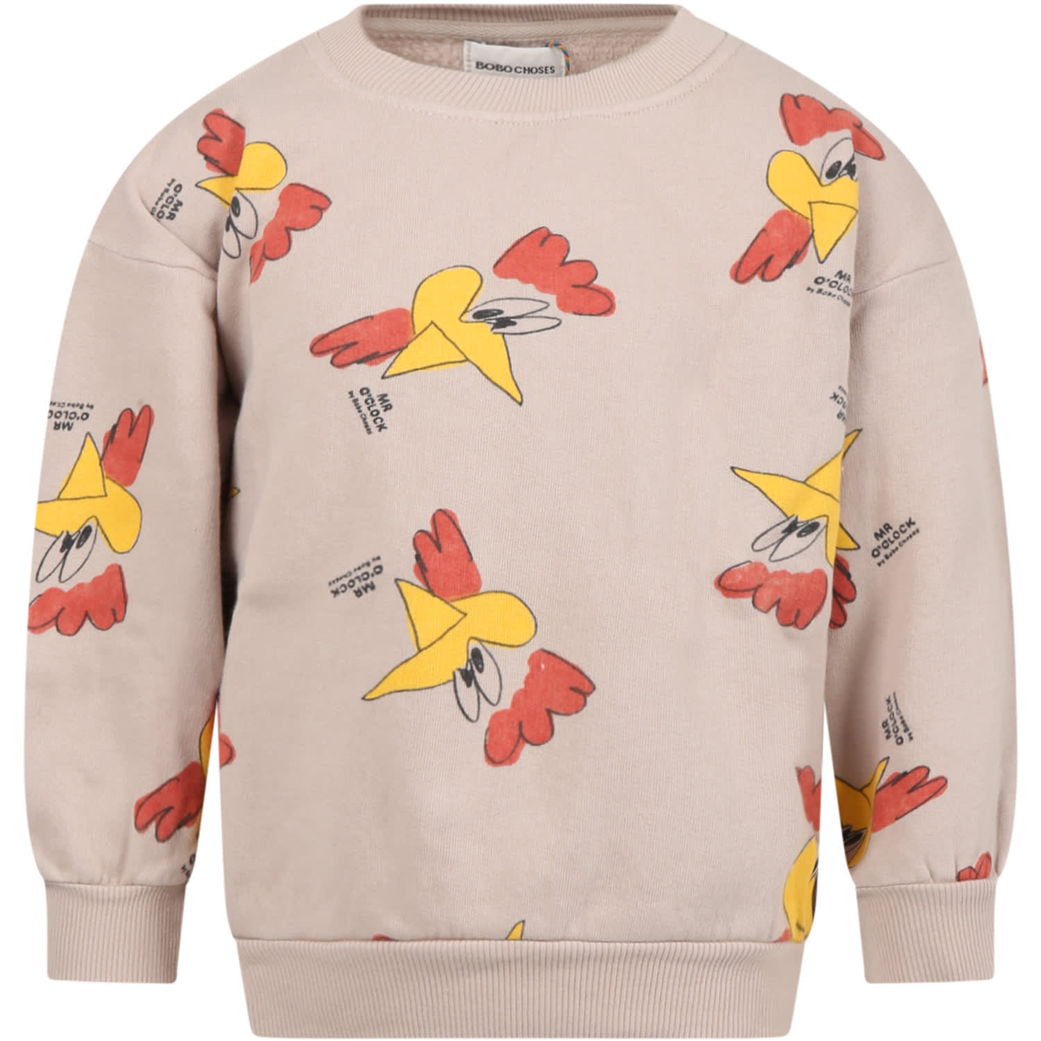 Bobo Choses Beige Sweatshirt For Boy With Roosters