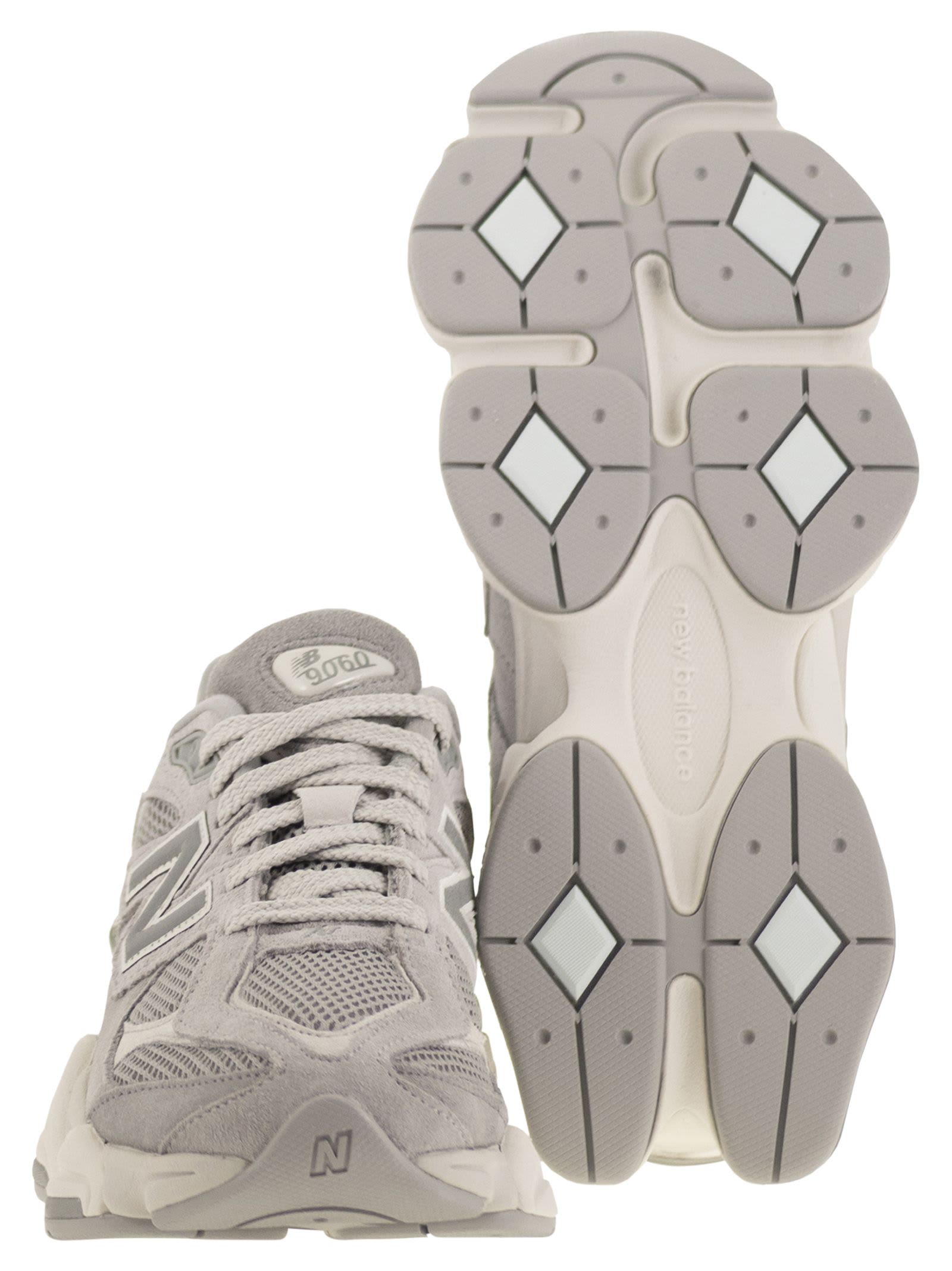 New Balance Mens Slate Grey White Grey 9060 Suede And Mesh Low-top Trainers In Gray