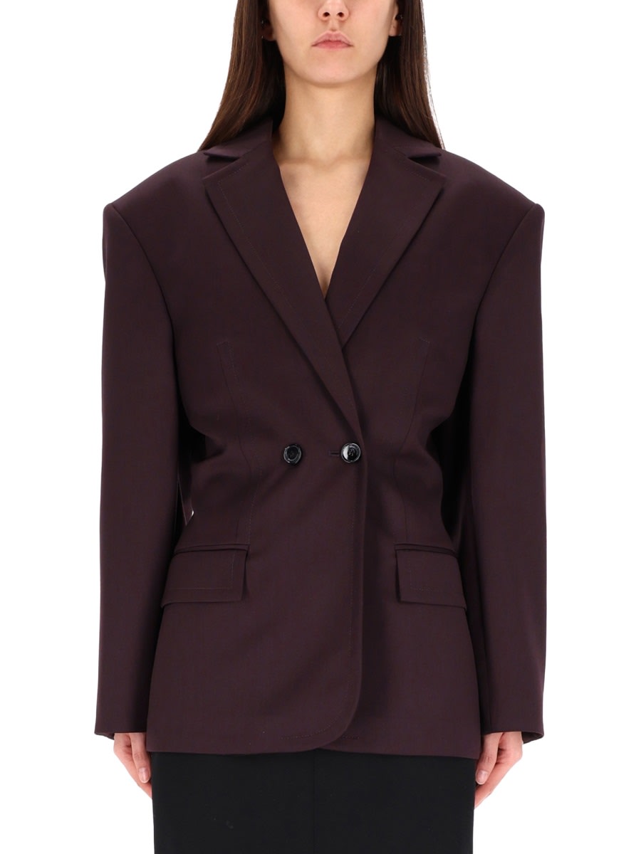 Magda Butrym Straight Wool Blazer In Burgundy