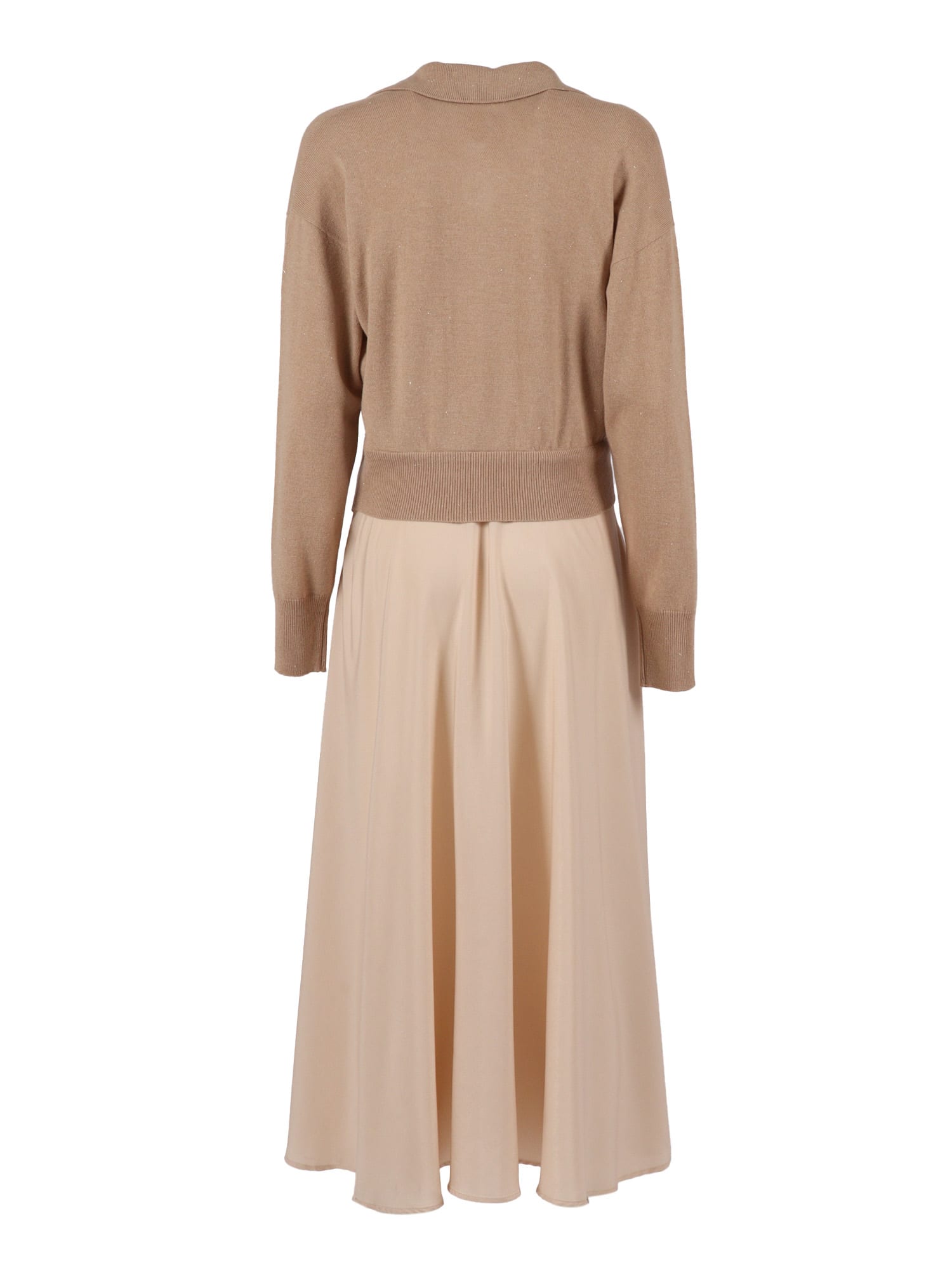 Peserico V-neck Midi Dress In Neutral