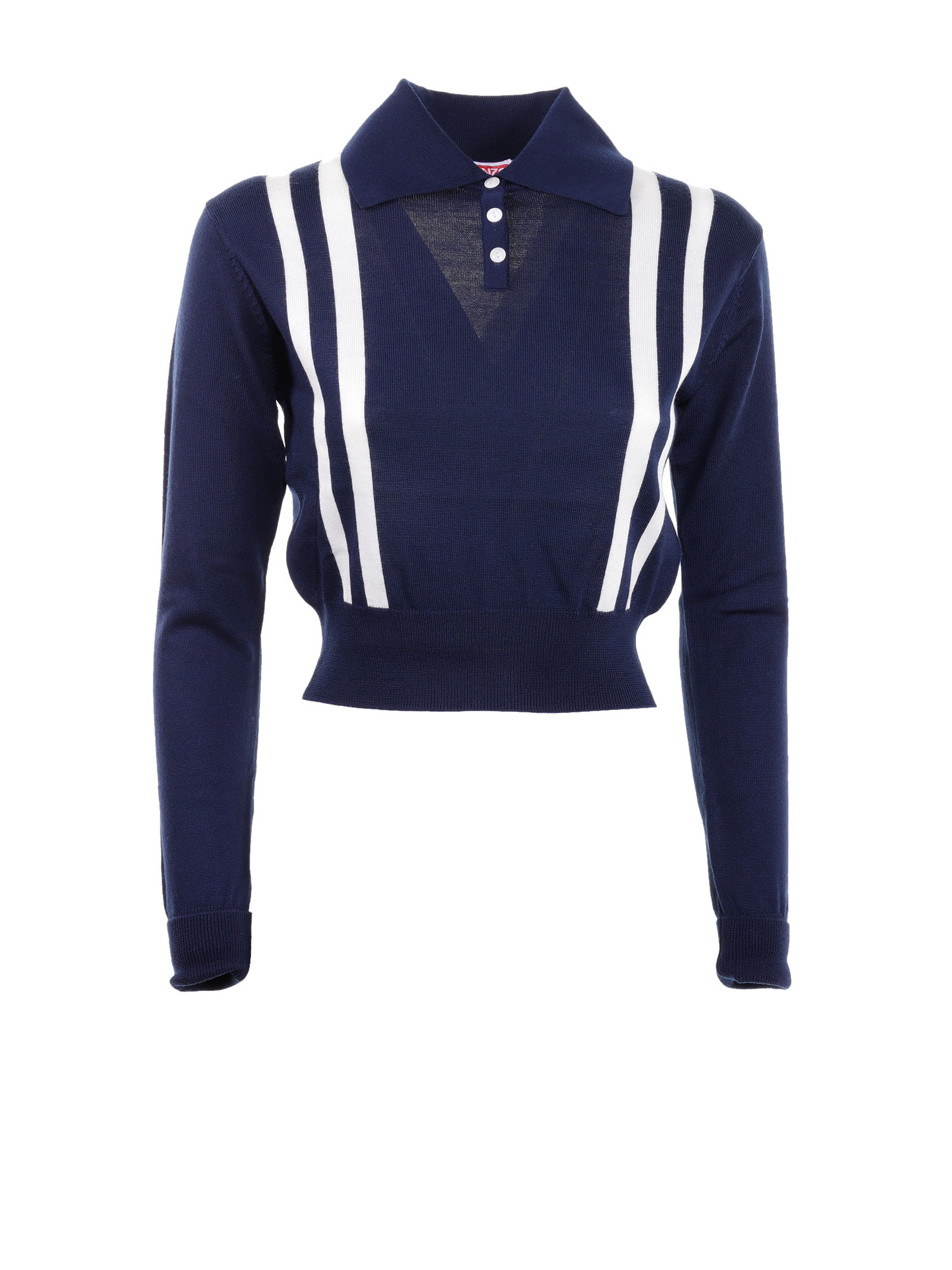 Kenzo Striped Sweater With Polo Collar