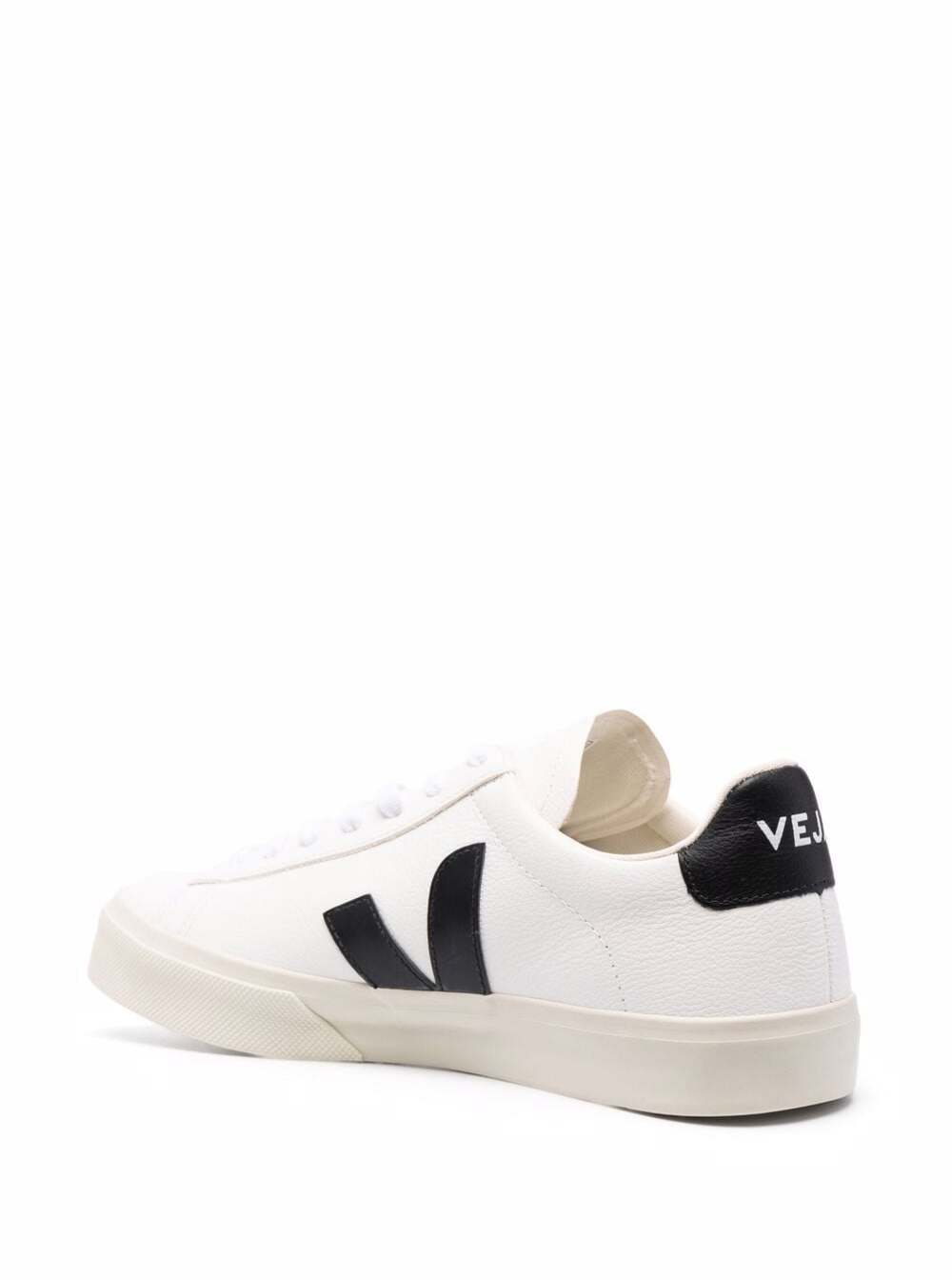 Shop Veja Campo White And Black Low Top Sneakers In Vegan Leather Woman