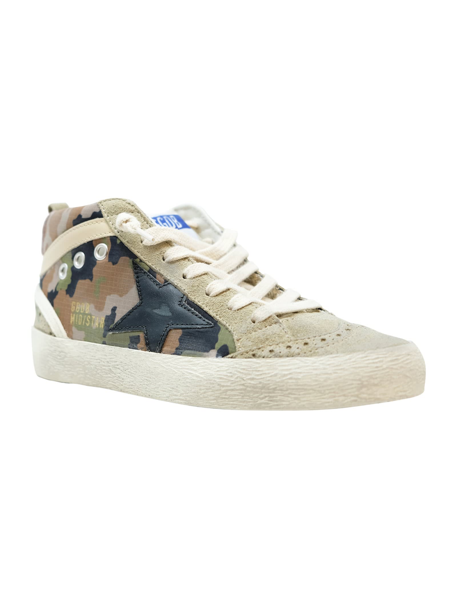 Shop Golden Goose Camouflage Leather Mid Star Sneakers