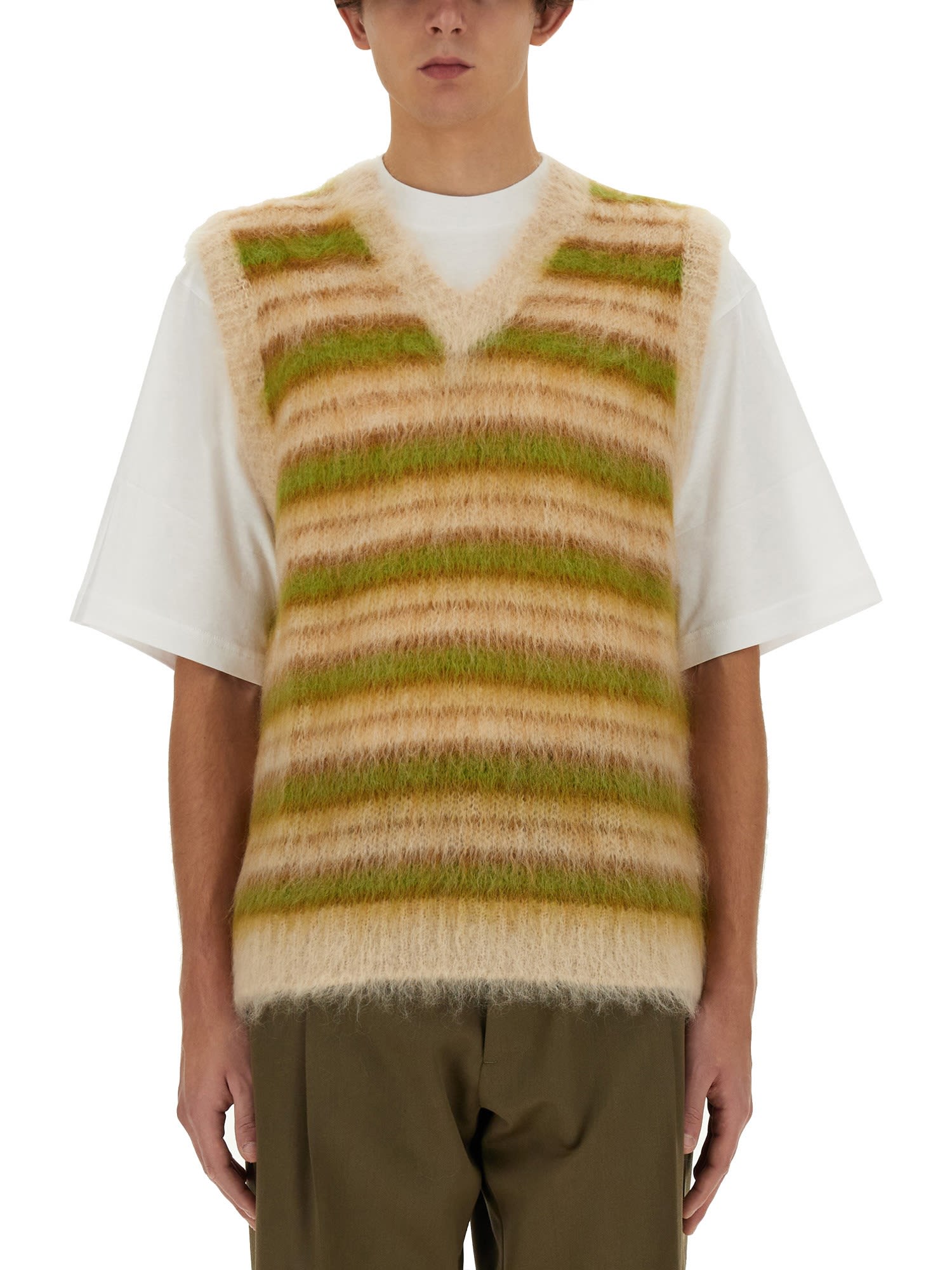 Marni Men's Striped Vest | Size 50 | Cvmg0076q0 In Multicolor