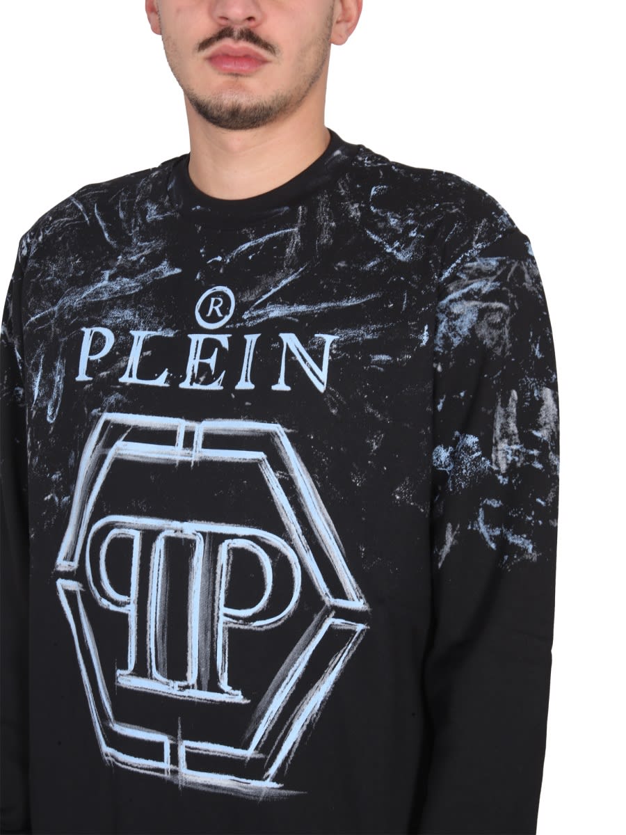 Shop Philipp Plein Sweatshirt With Logo Print In Black