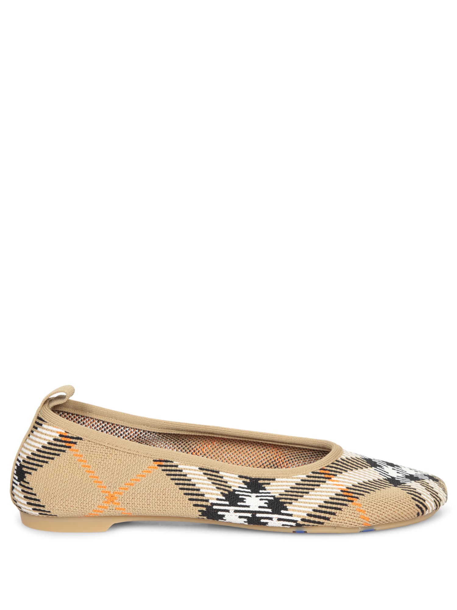 Shop Burberry Baby Check Beige Ballerina Flats