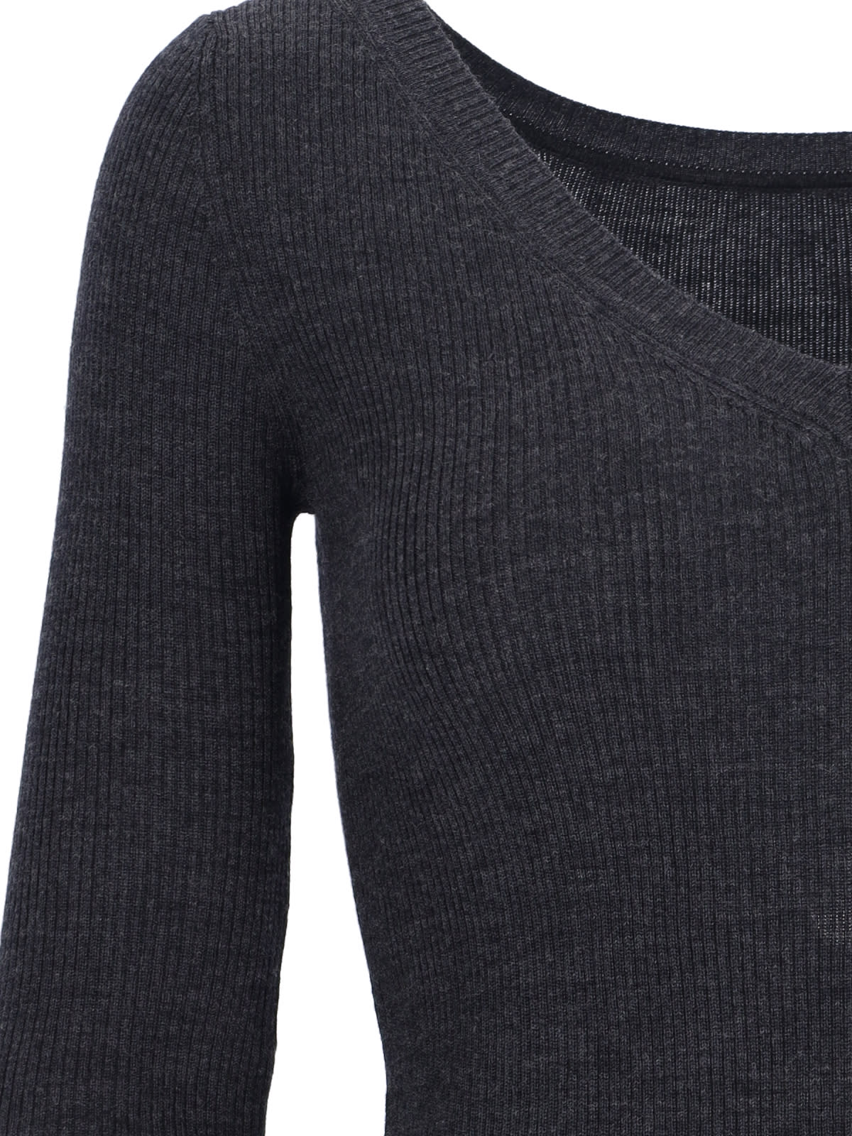 P.a.r.o.s.h Ribbed V-neck Long Sleeve Knitwear In Gray