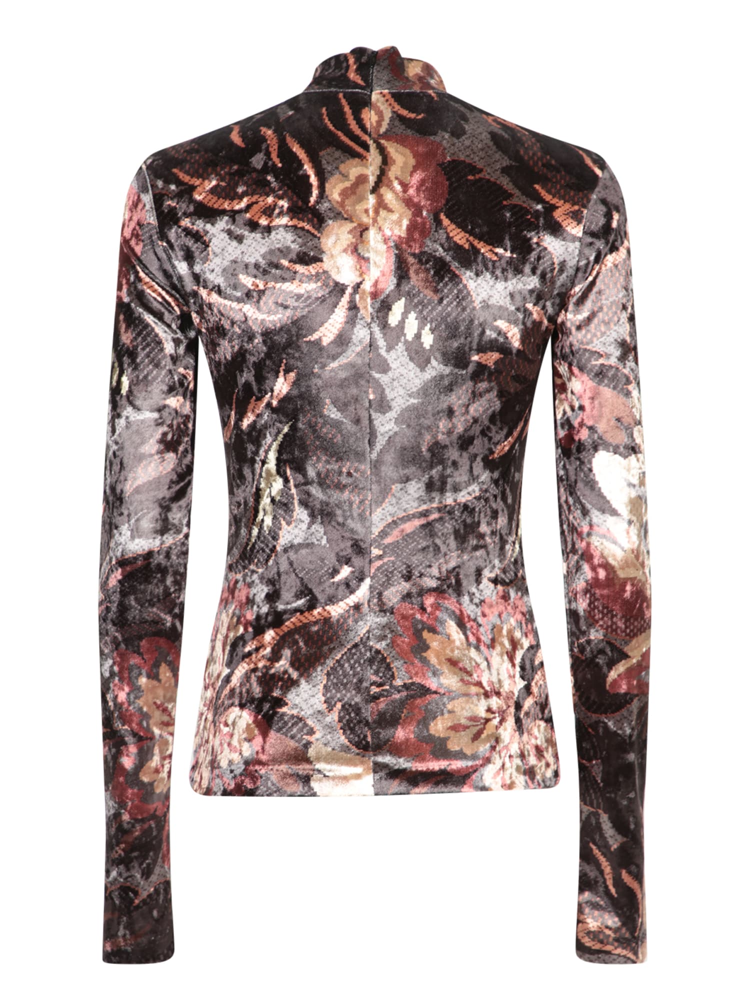 ETRO GREY FLORAL VELVET TOP 