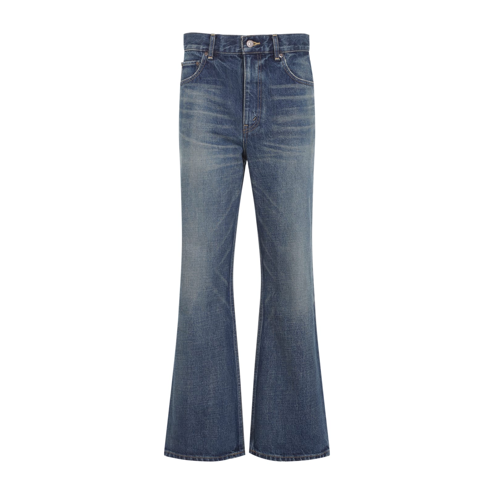 Celine Flared Leg Five-pocket Denim Trousers In Blue