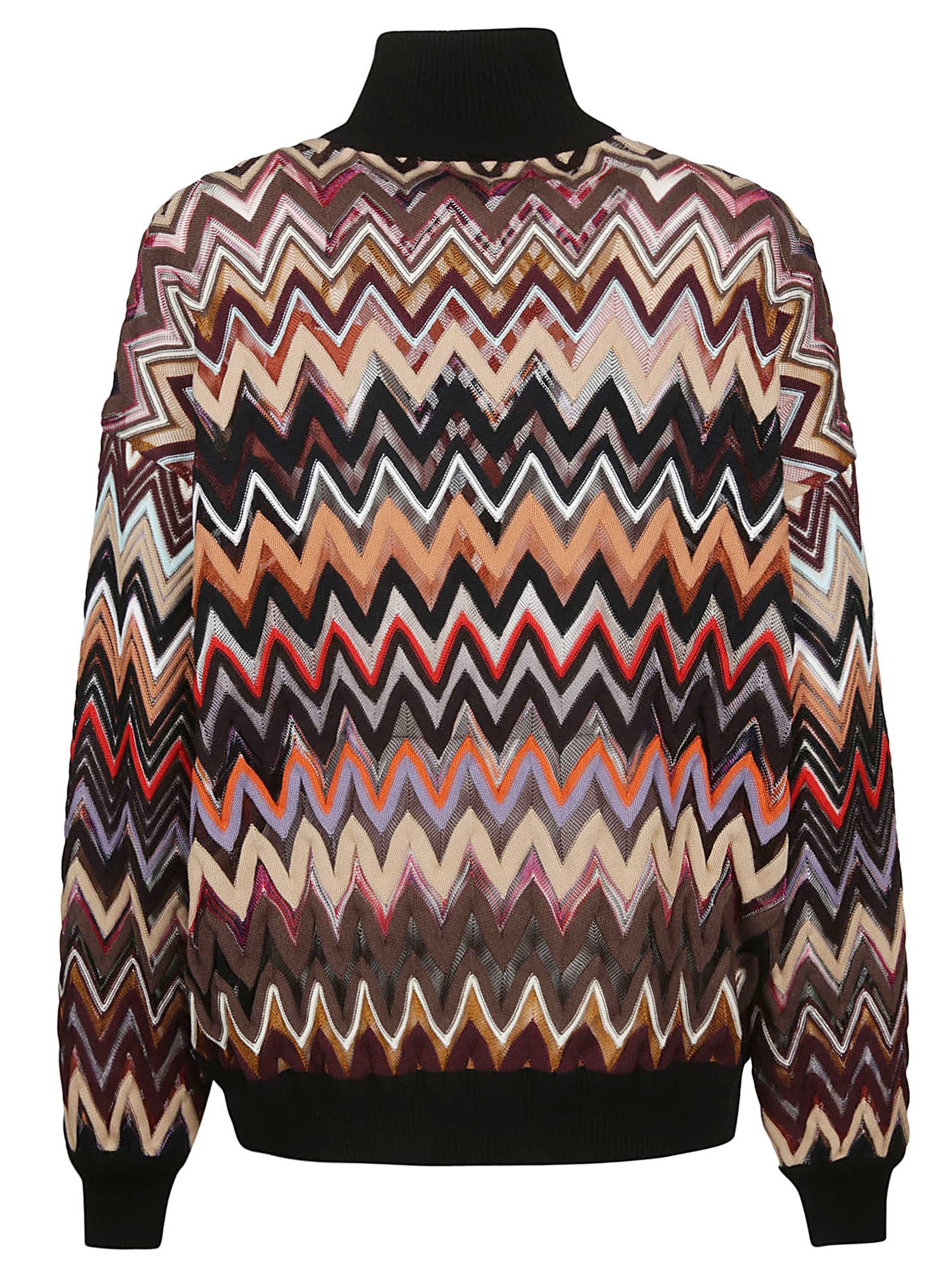 Shop Missoni Turtle Neck Sweater In Multicolor Brown/black