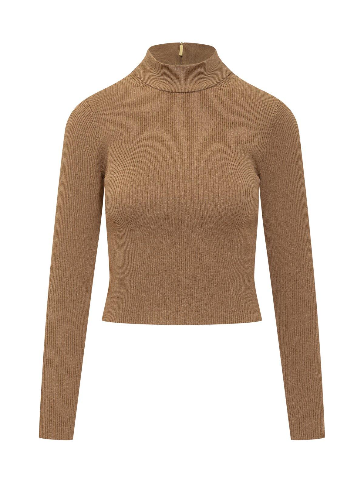 Rear Zipped Mock Neck Jumper