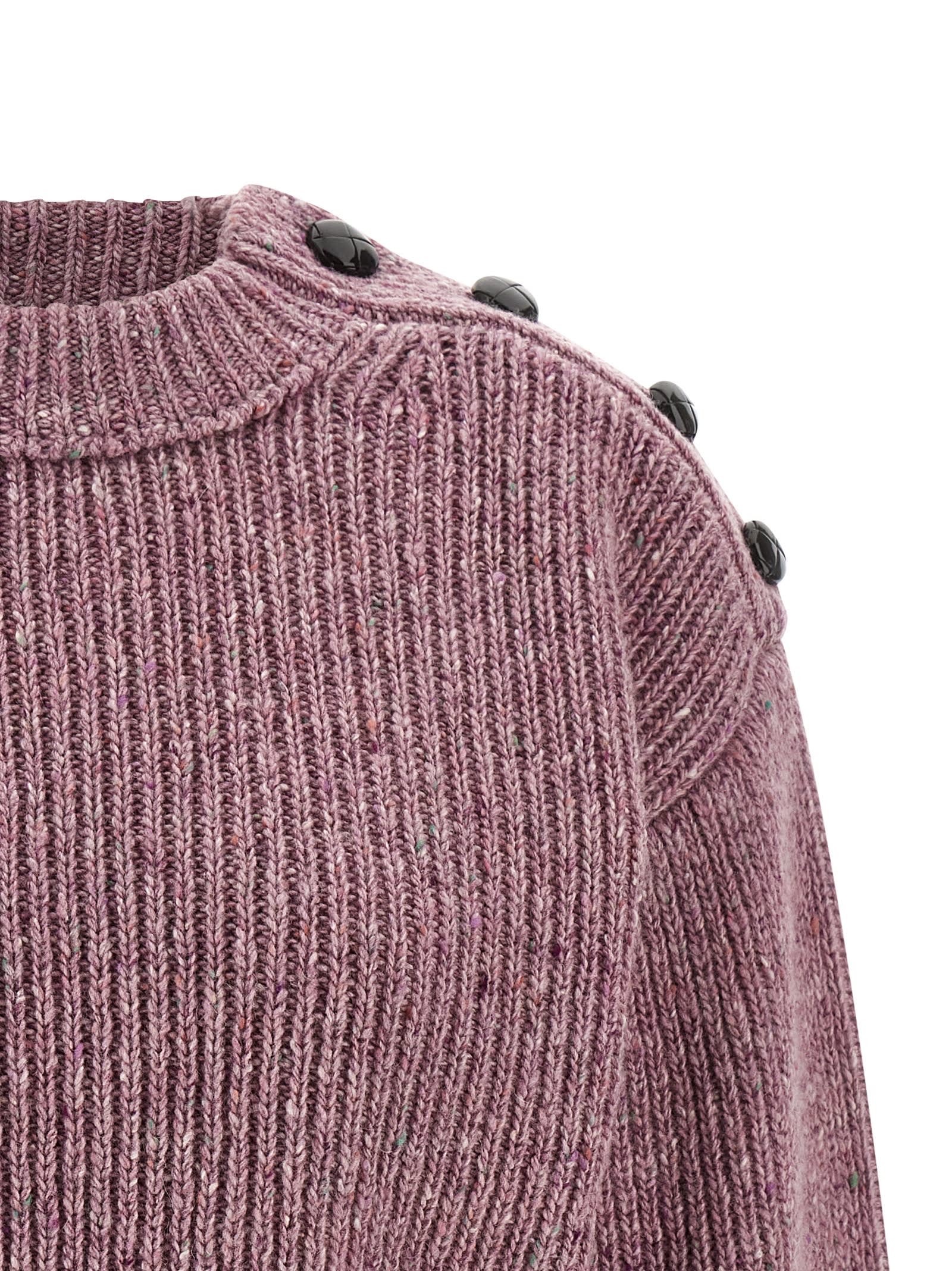 Chloé Cropped Mock-neck Sweater In A Merino Wool Knit In Purple
