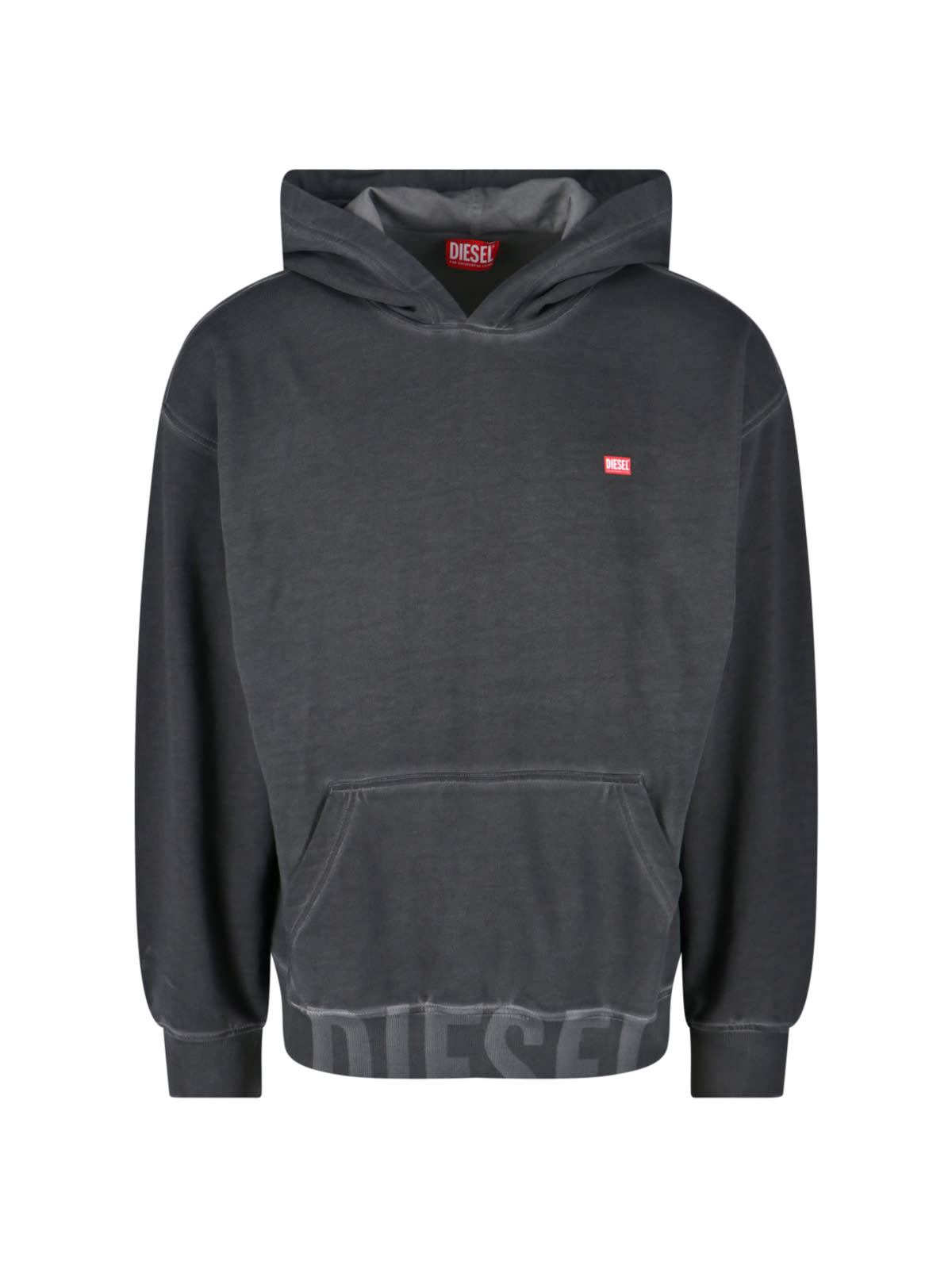 Diesel Hooded Kangaroo Pocket Sweatshirt In Gray