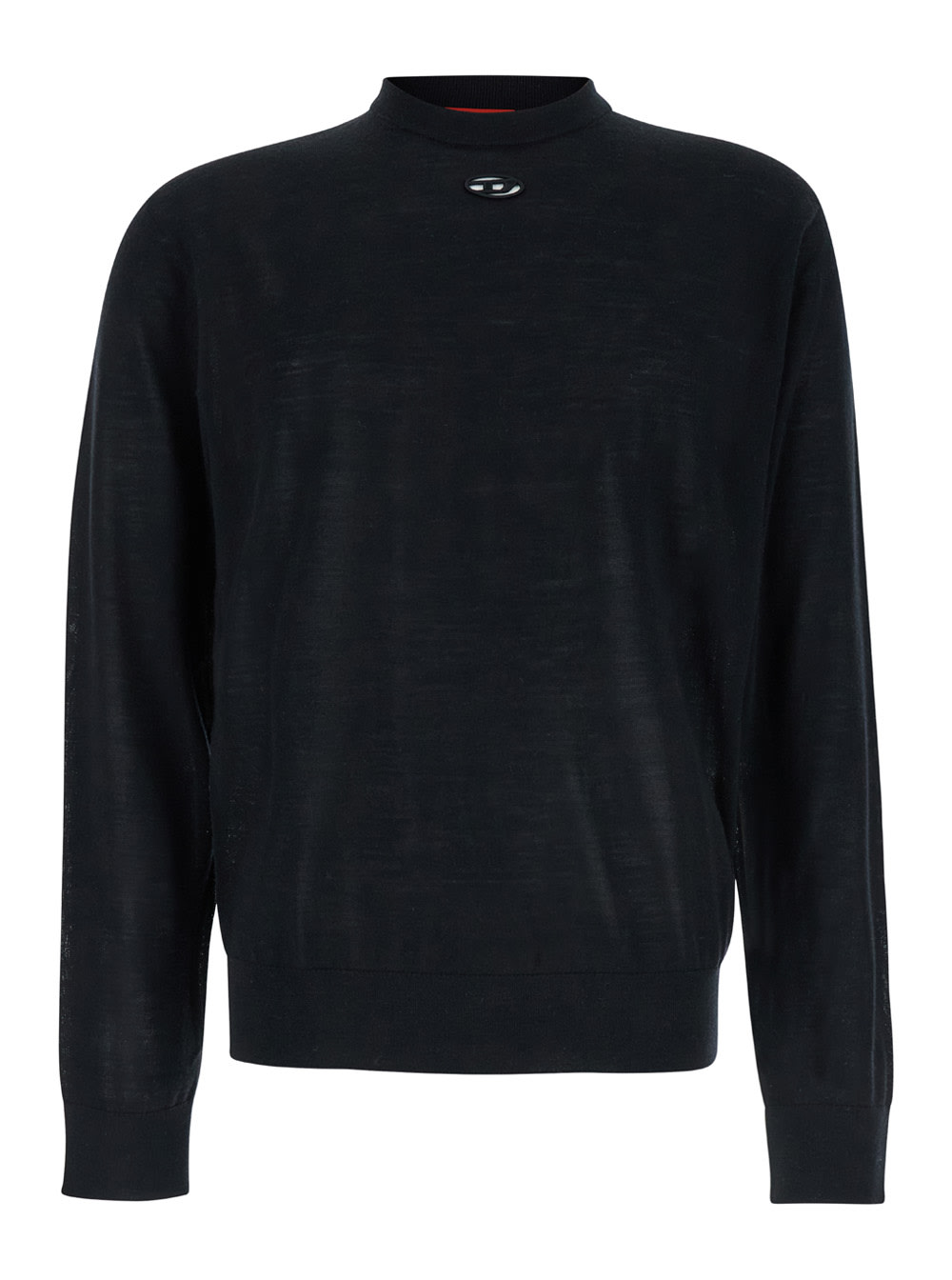 k-garth Black Crewneck Sweater With D Logo On The Front In Wool Man