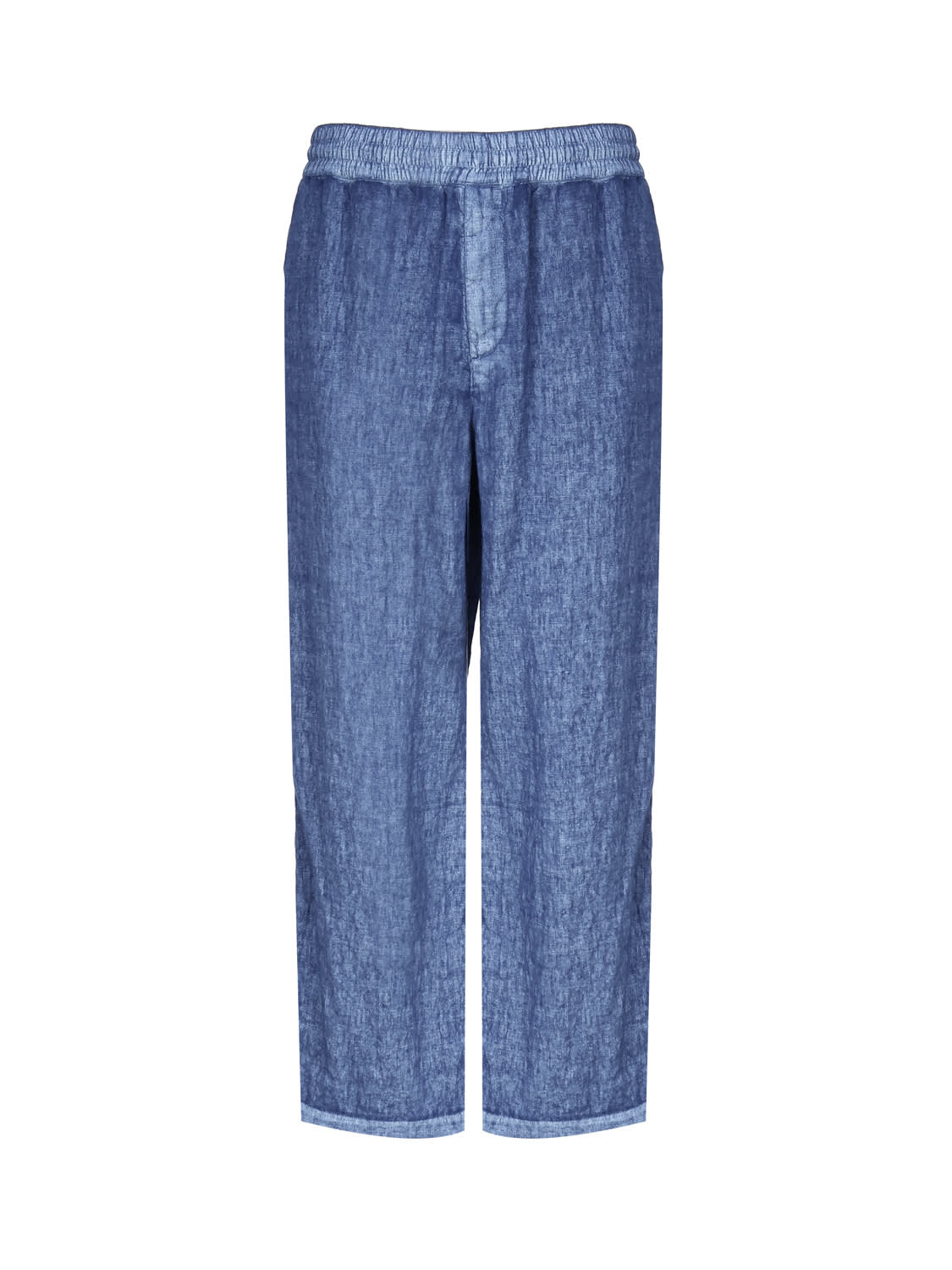 Shop Burberry Denim-effect Linen Trousers