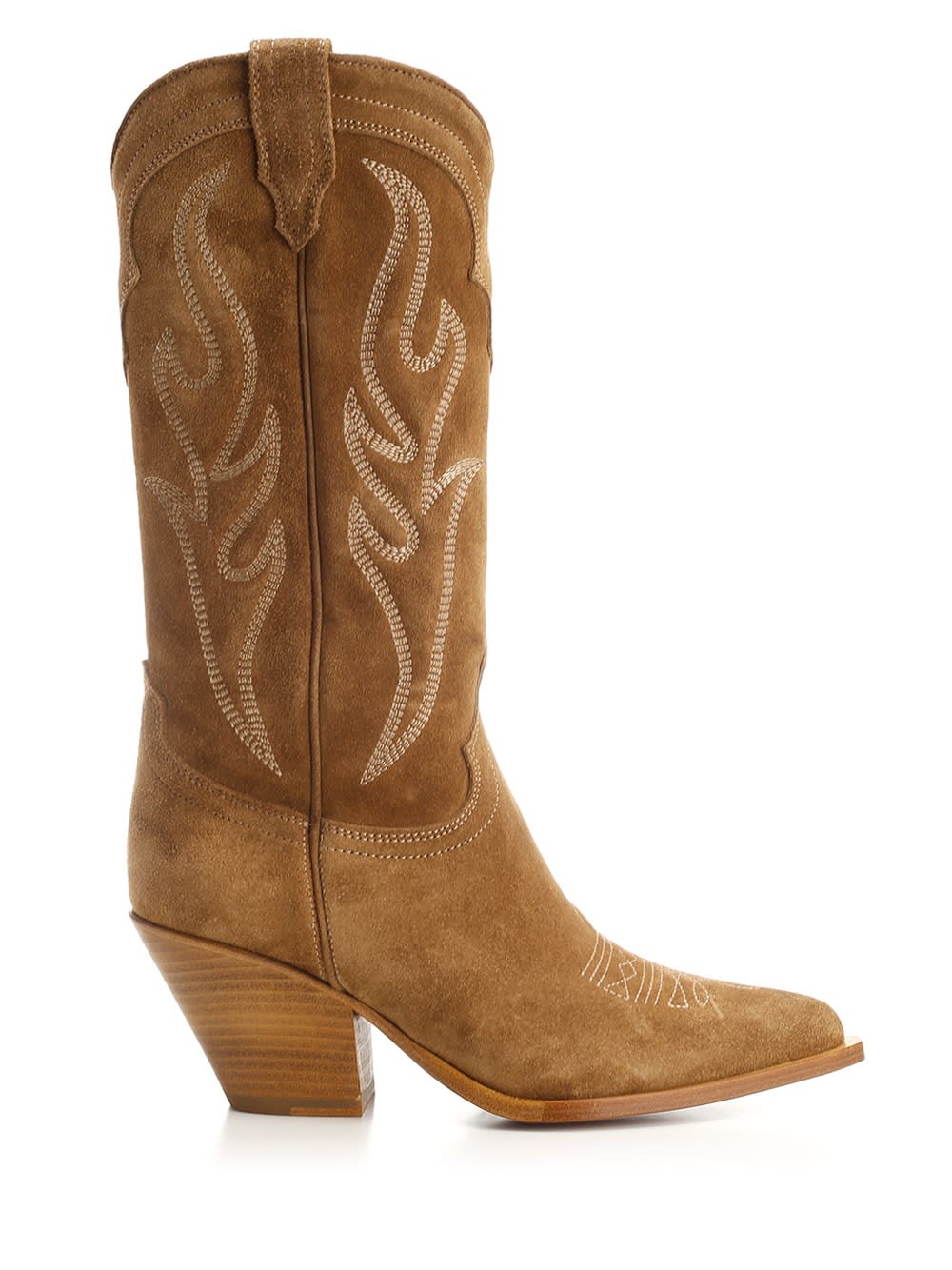 Sonora Santa Fe Embroidered Suede Western Boots In Brown