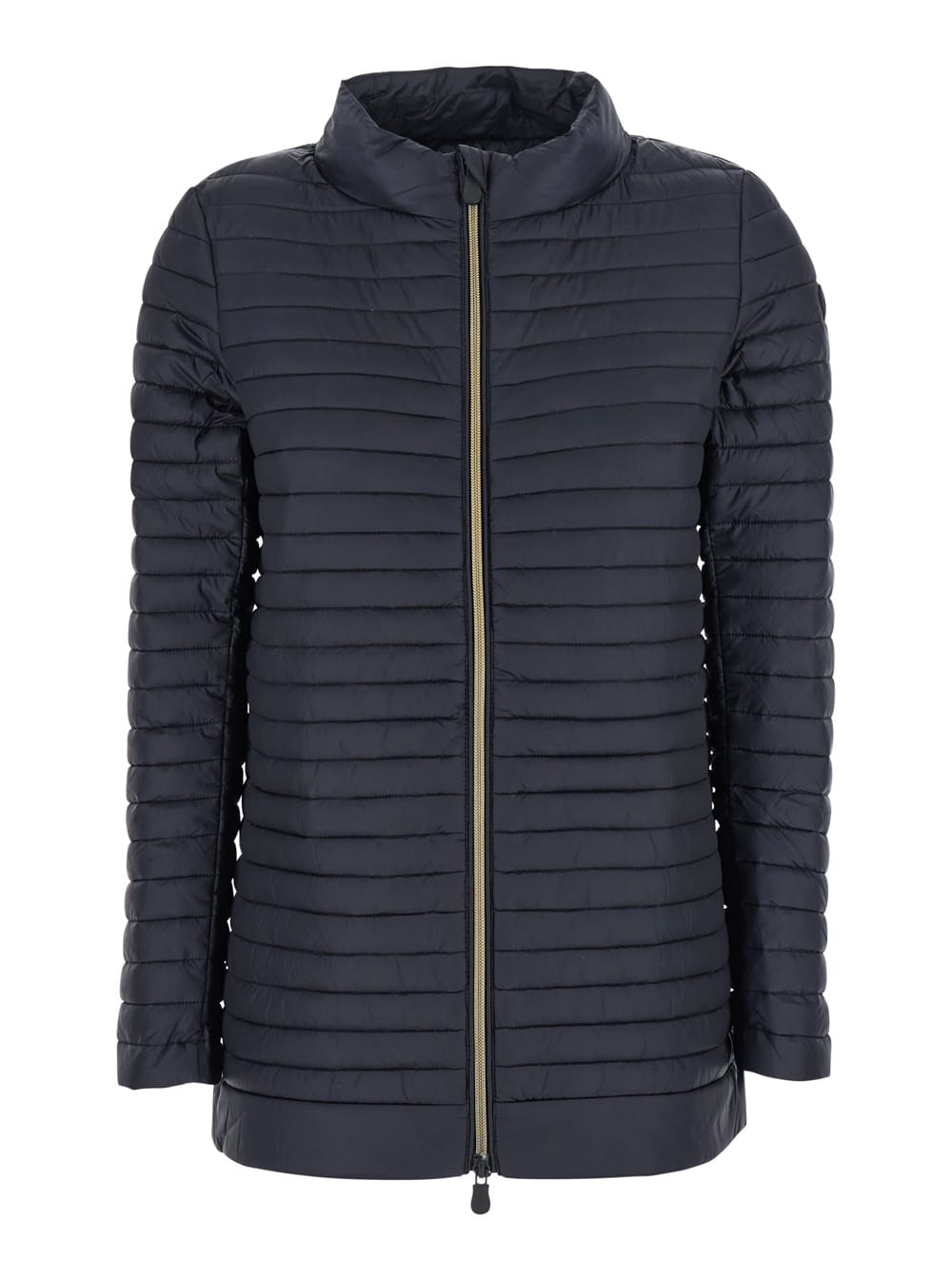 Save The Duck 'alima' Black Down Jacket With Tone-on-tone Logo Patch On The Sleeve In Tech Fabric Woman In Black