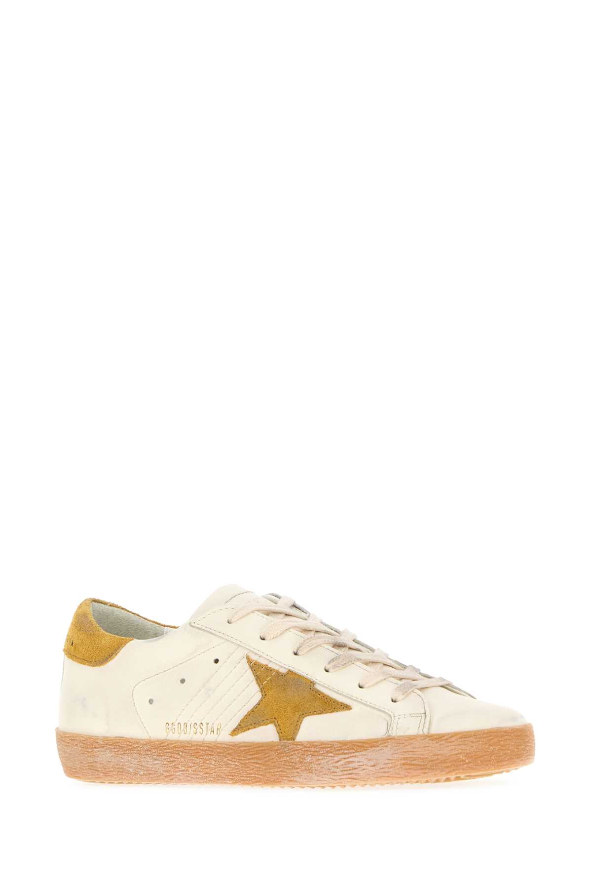 Golden Goose Leather Sneakers With Star Patch And Perforated Sides In Multi